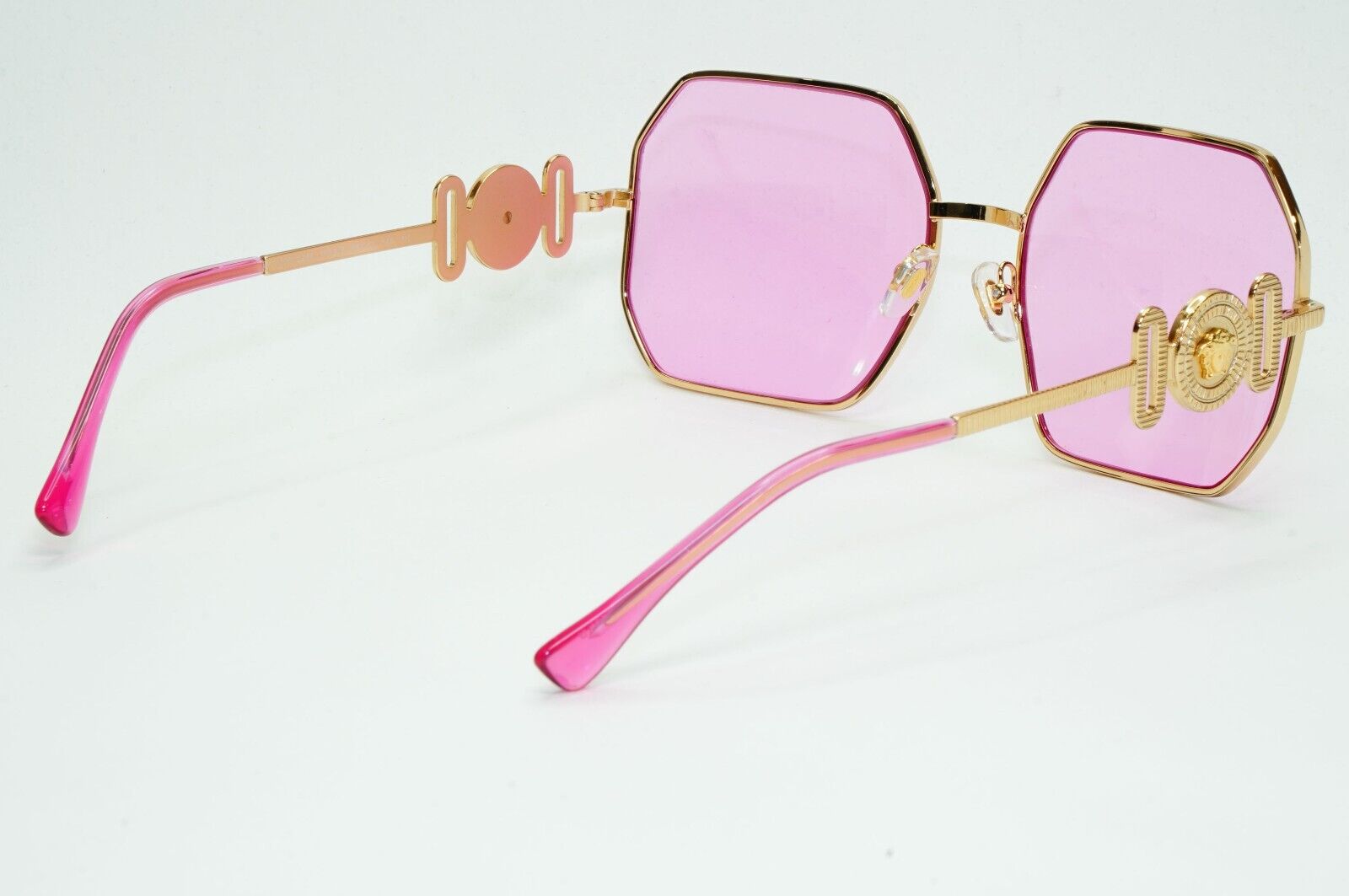 Versace Sunglasses Gold Fuchsia Pink Medusa Octagon Square MOD 2248 1002/5 58mm