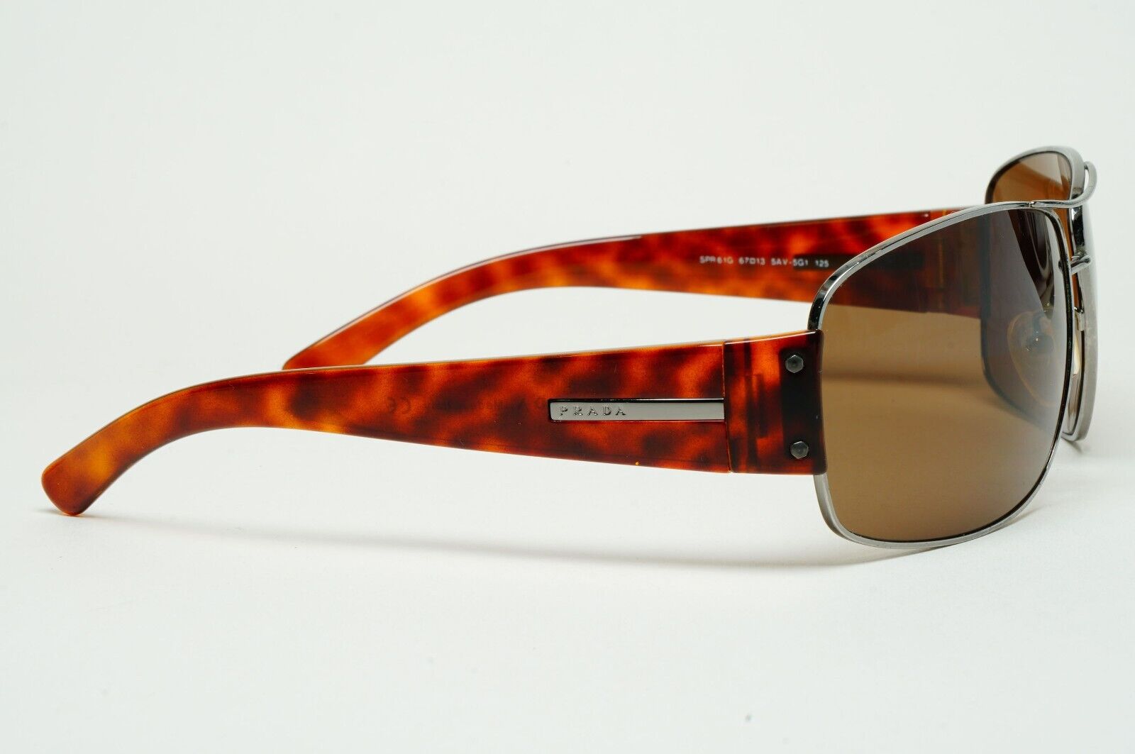 Prada Sunglasses 2005 Vintage Brown Pilot Wrap PR61GS SPR 61G 5AV-5G1 310125