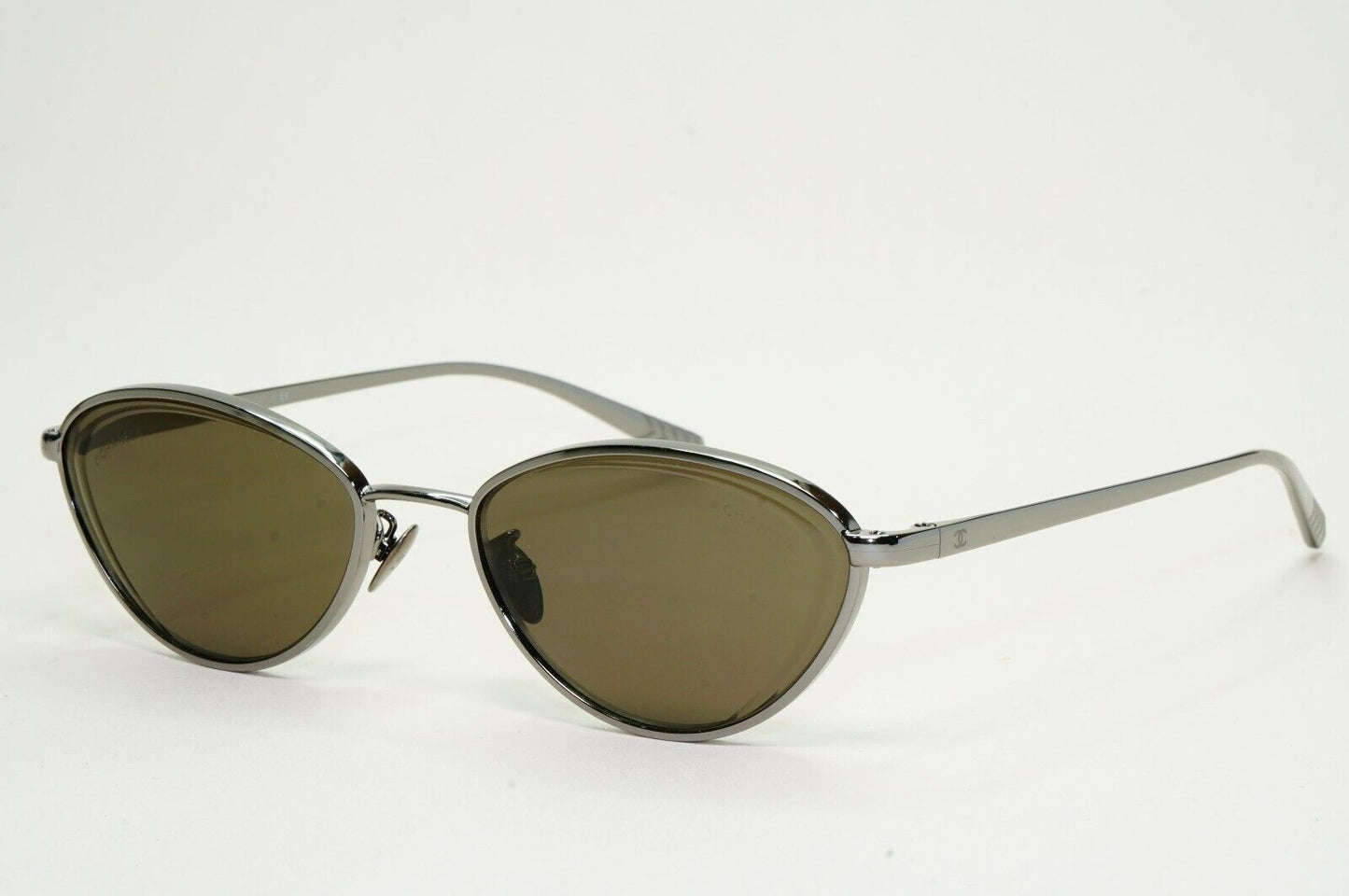 Chanel Sunglasses Gunmetal Brown Cat Eye Metal 4255 c.108/3 55mm