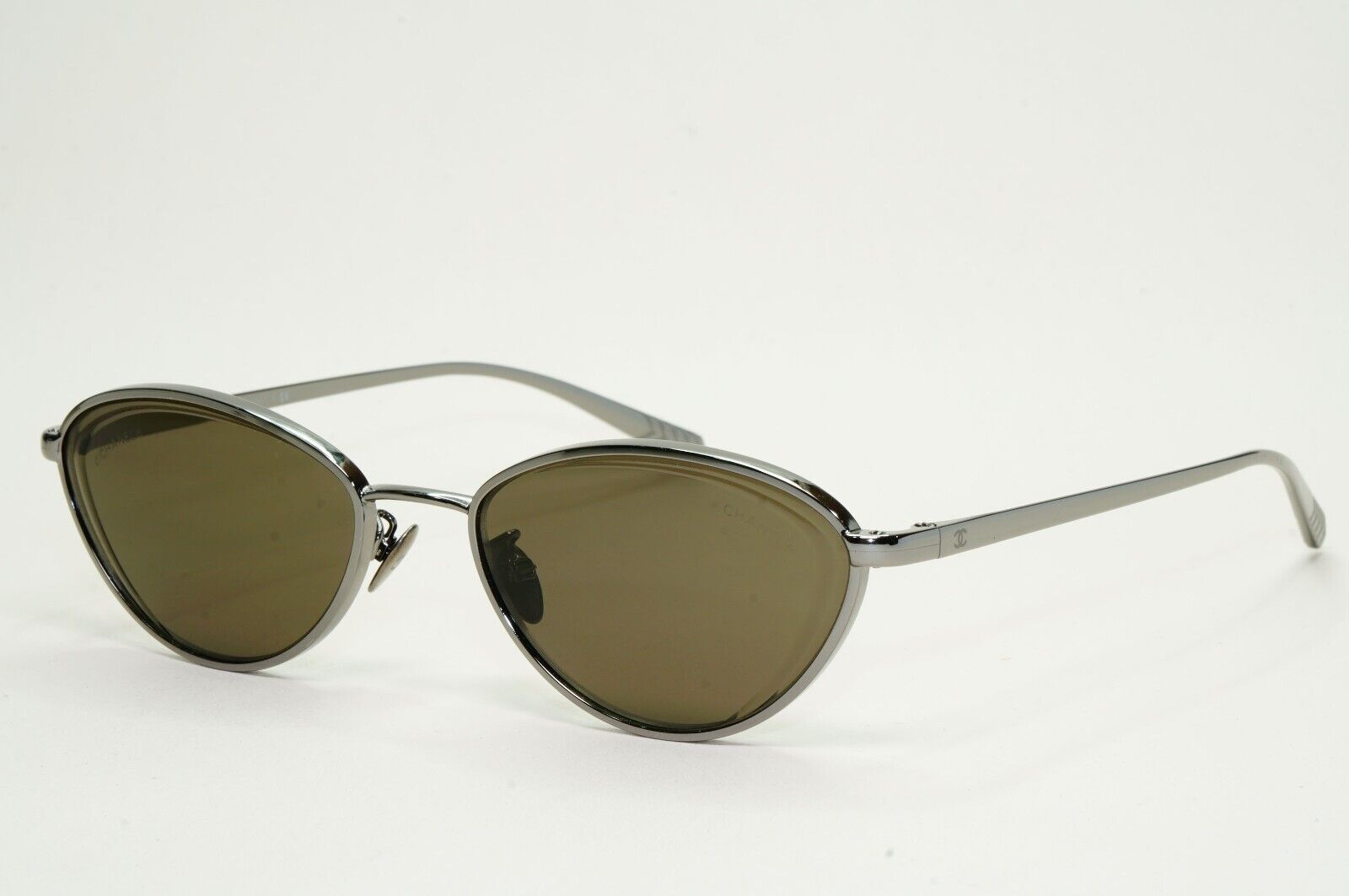 Chanel Sunglasses Gunmetal Brown Cat Eye Metal 4255 c.108/3 55mm