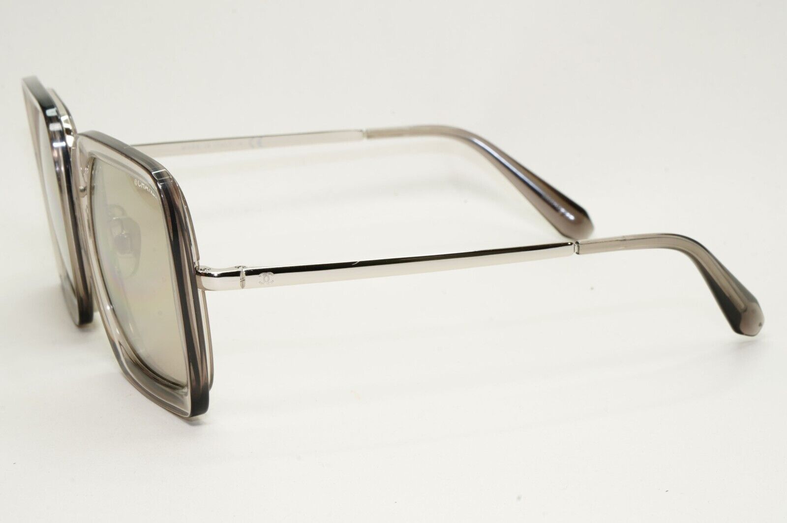 Chanel Sunglasses Square Silver Mirror Transparent Frame 4240 c.906/T7 50mm