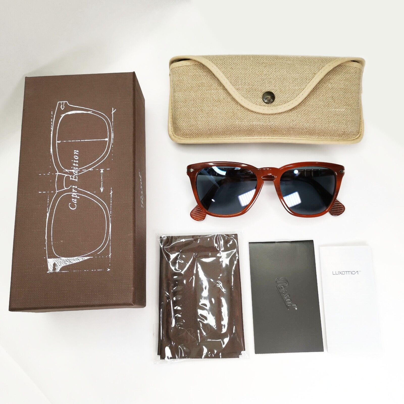 Persol Sunglasses 2012 Capri Edition Blue Brown Square 3024-S 957/56 52mm
