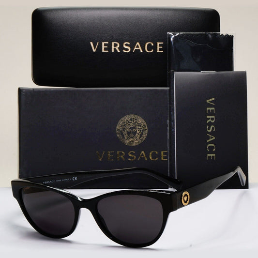 Versace Sunglasses Black Gold Medusa Cat Eye MOD VE 3287 GB1 53mm