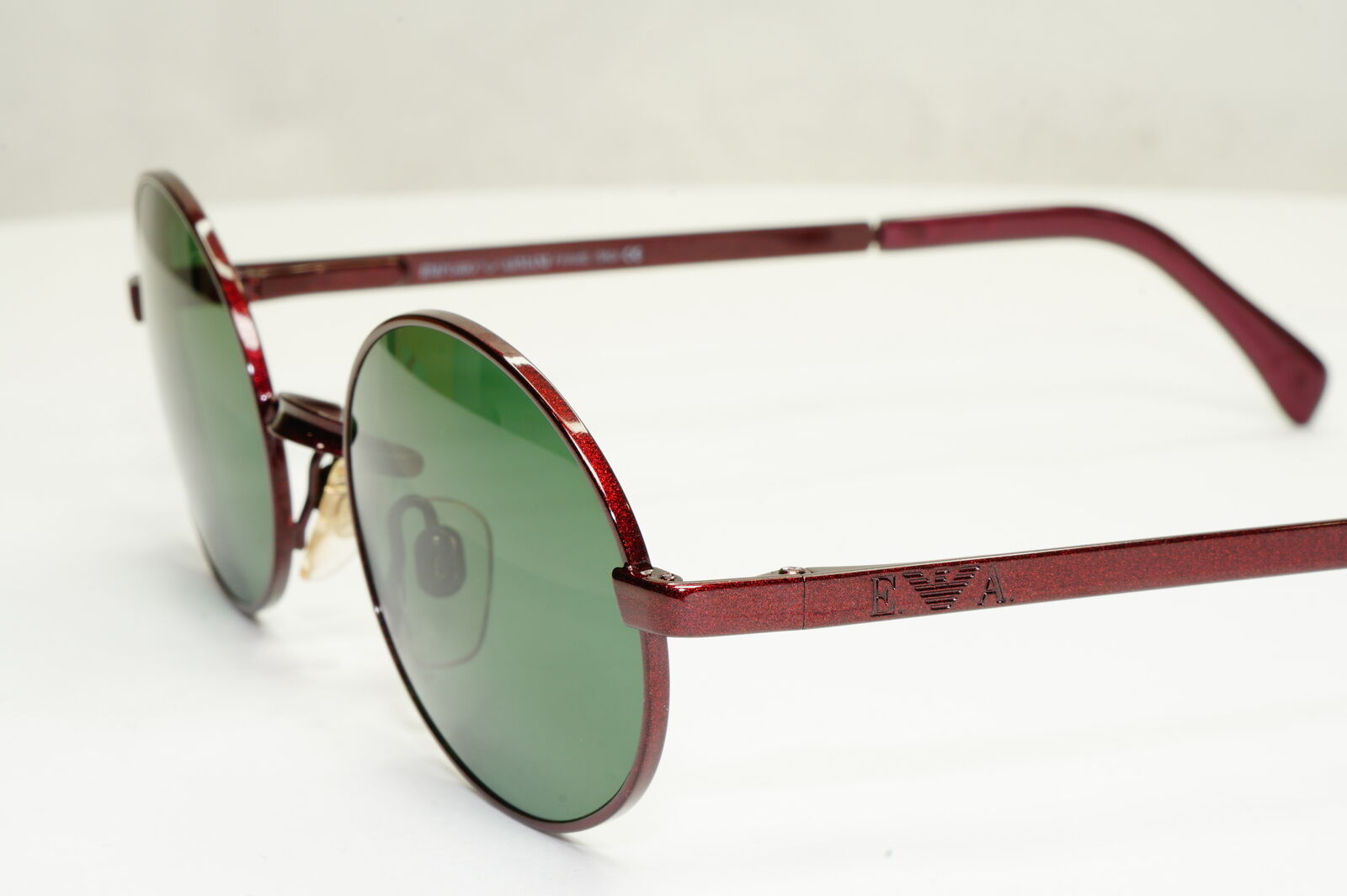Emporio Armani Sunglasses 1997 Vintage Oval Red Burgundy Metallic 076-S 1073