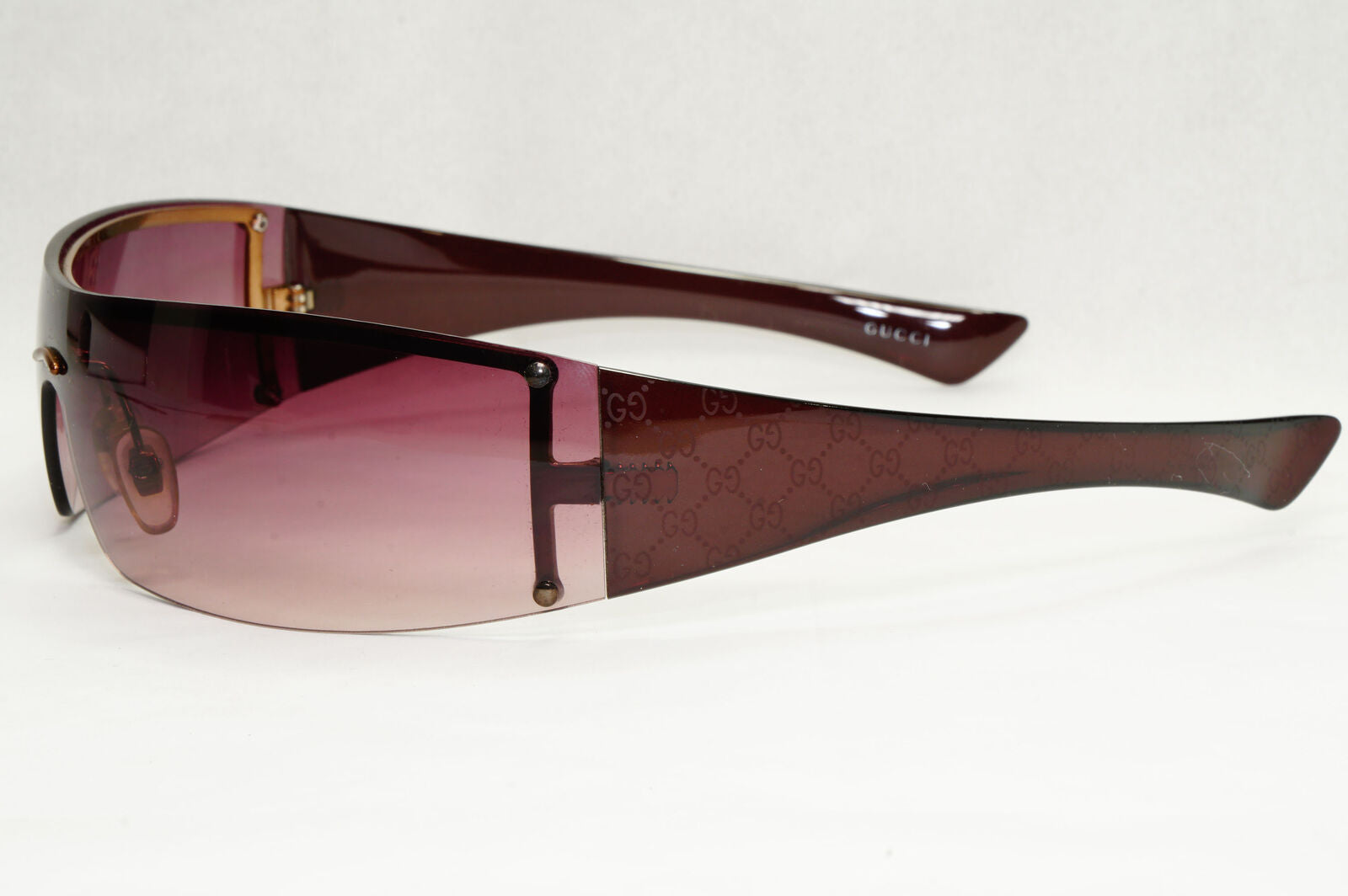 Gucci Monogram Sunglasses 2006 Vintage Shield Unisex Brown GG 1824 RHA94 191223