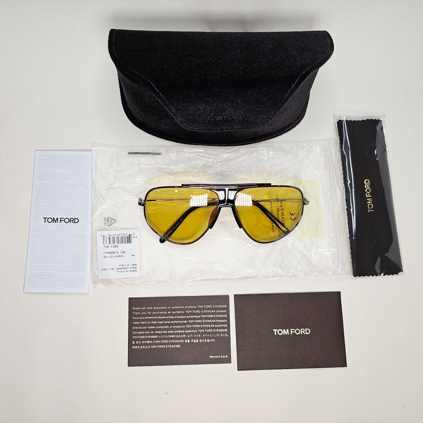 Tom Ford Sunglasses Addison Ruthenium Grey Yellow Brown Pilot FT0928 TF 928 12E