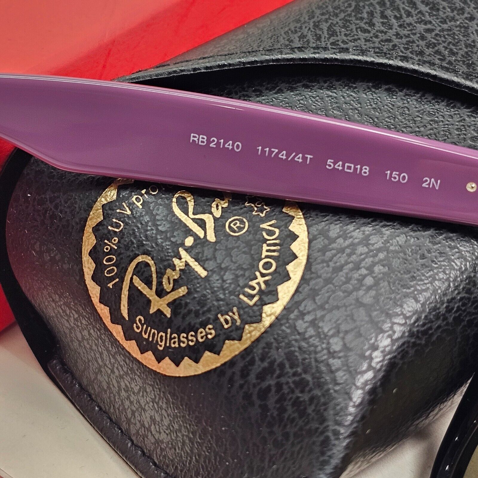 Ray-Ban Sunglasses Wayfarer Black Blue Mirror Violet Fuxia RB 2140 1174/4T 54mm