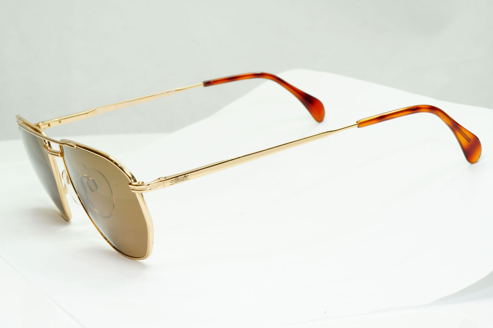 Silhouette 1990s Austria Vintage Sunglasses Gold Pilot Brown M7217 V6050 030123