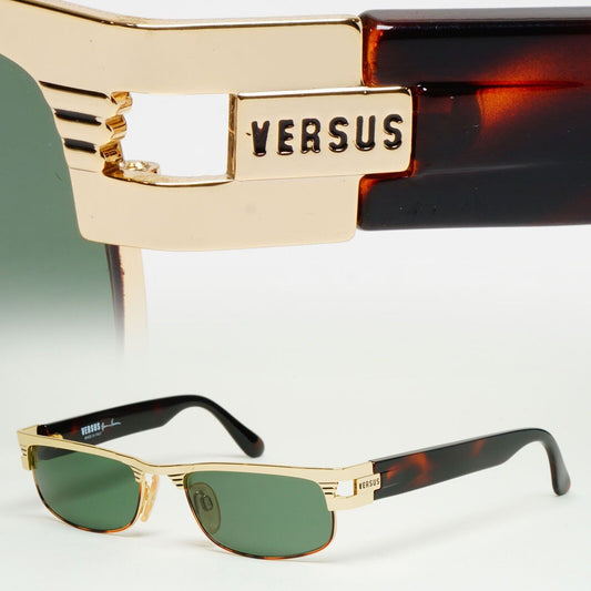 Versus Sunglasses 1996 by Gianni Versace Vintage Gold Green MOD F26 COL 36M