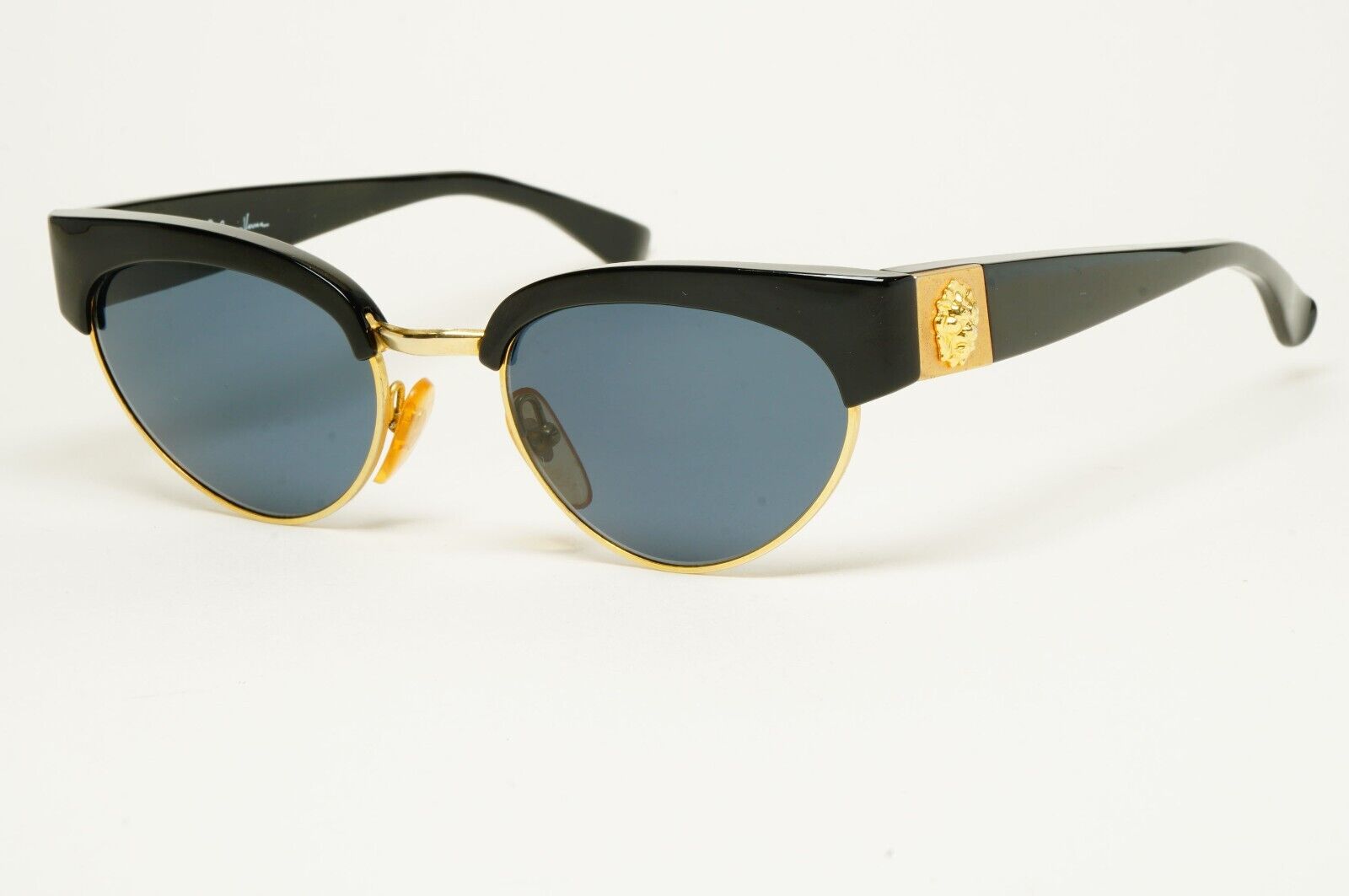 Versus Sunglasses 1996 by Gianni Versace Vintage Black Gold Lion MOD E22 COL 852