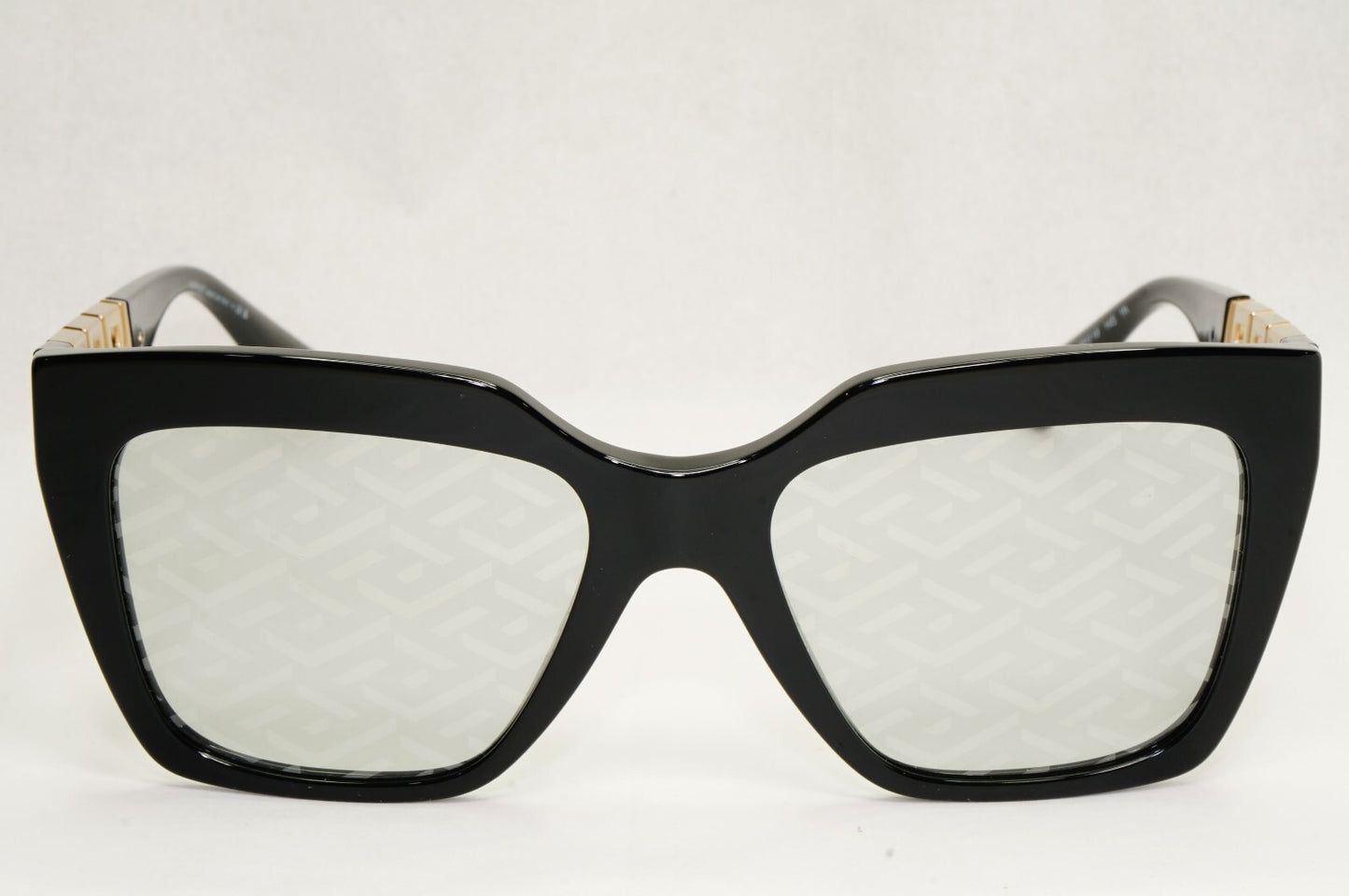Versace Sunglasses Monogram Mirror Black Gold Meander MOD VE 4418 GB1/AL