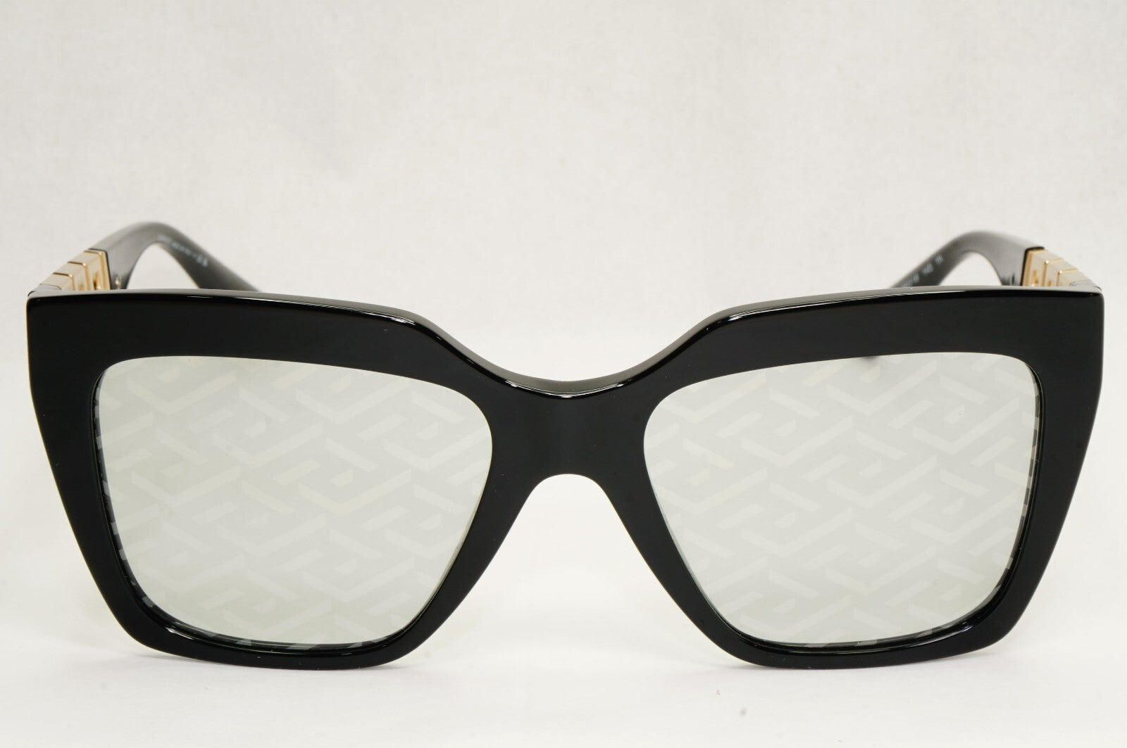 Versace Sunglasses Monogram Mirror Black Gold Meander MOD VE 4418 GB1/AL