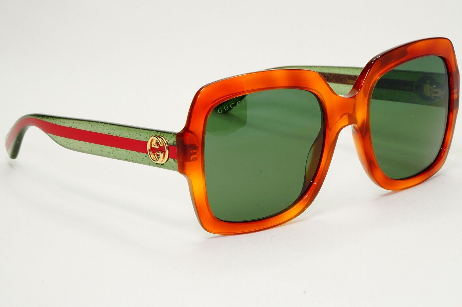 Gucci Sunglasses 2017 Brown Transparent Green Square GG0036S 003 54mm 050824