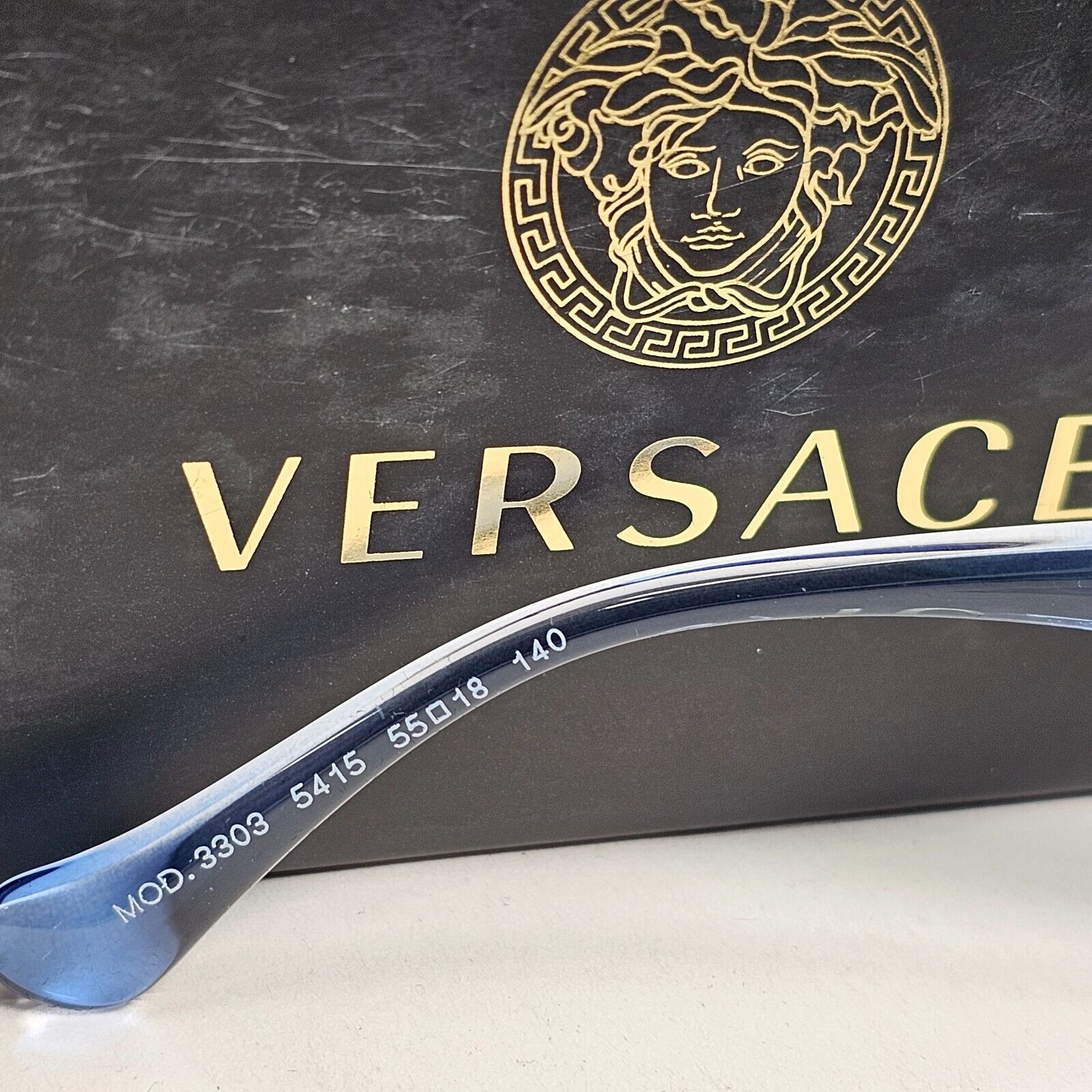 Versace Sunglasses Black Blue Transparent Gold Medusa Square MOD VE 3303 5415