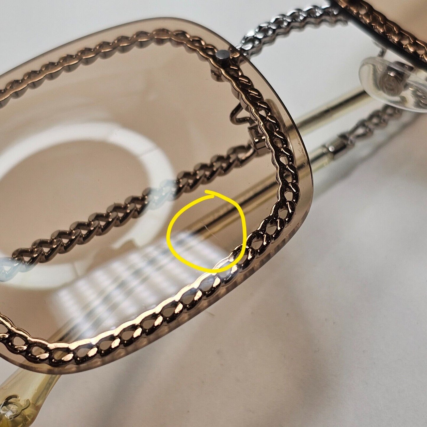 Chanel Sunglasses Chain Square Silver Light Brown Lens 4244 c.124/73 57mm