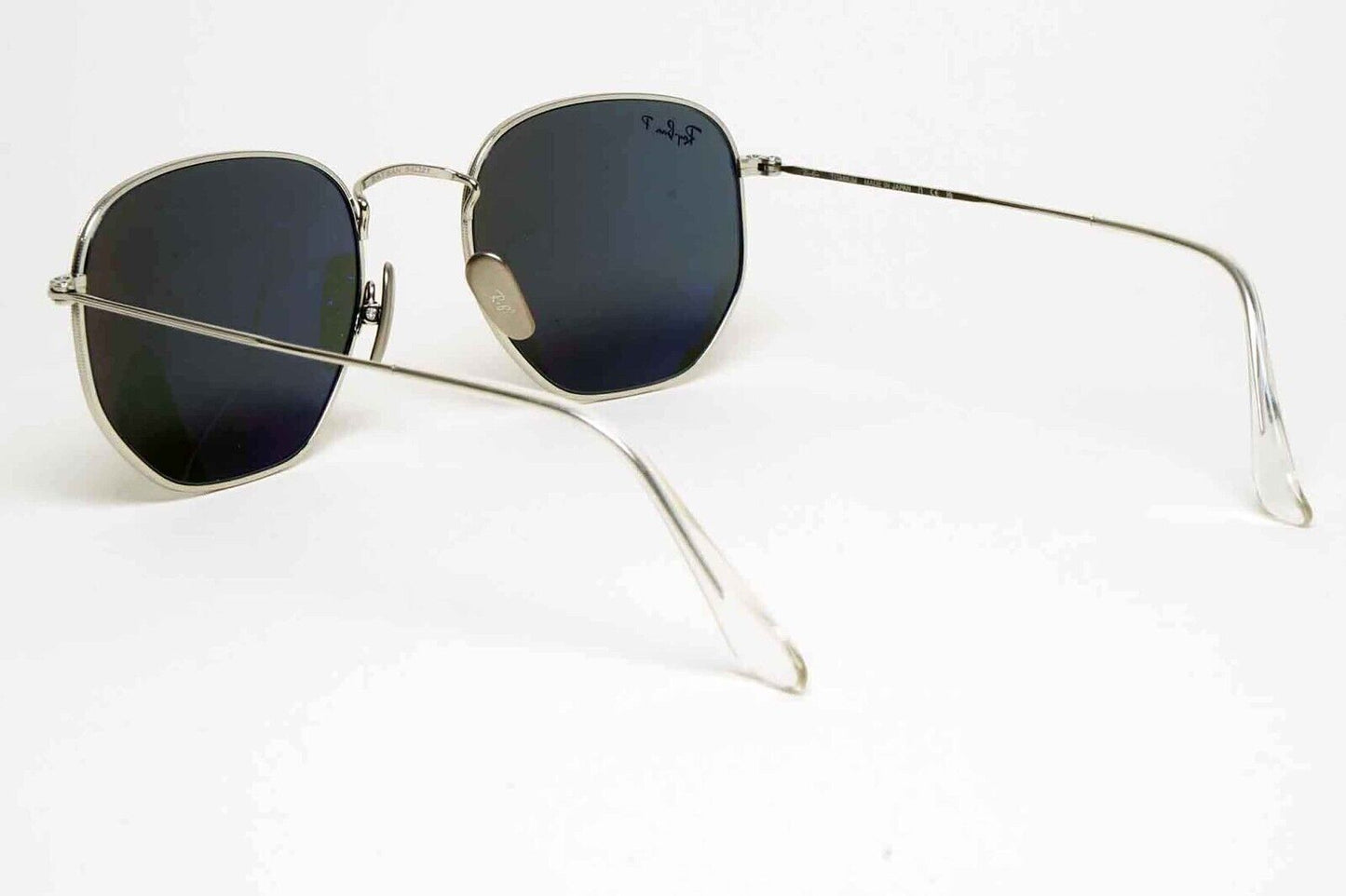 Ray-Ban Sunglasses Hexagonal Titanium Polarised Silver Black RB 8148 9209/48 54m