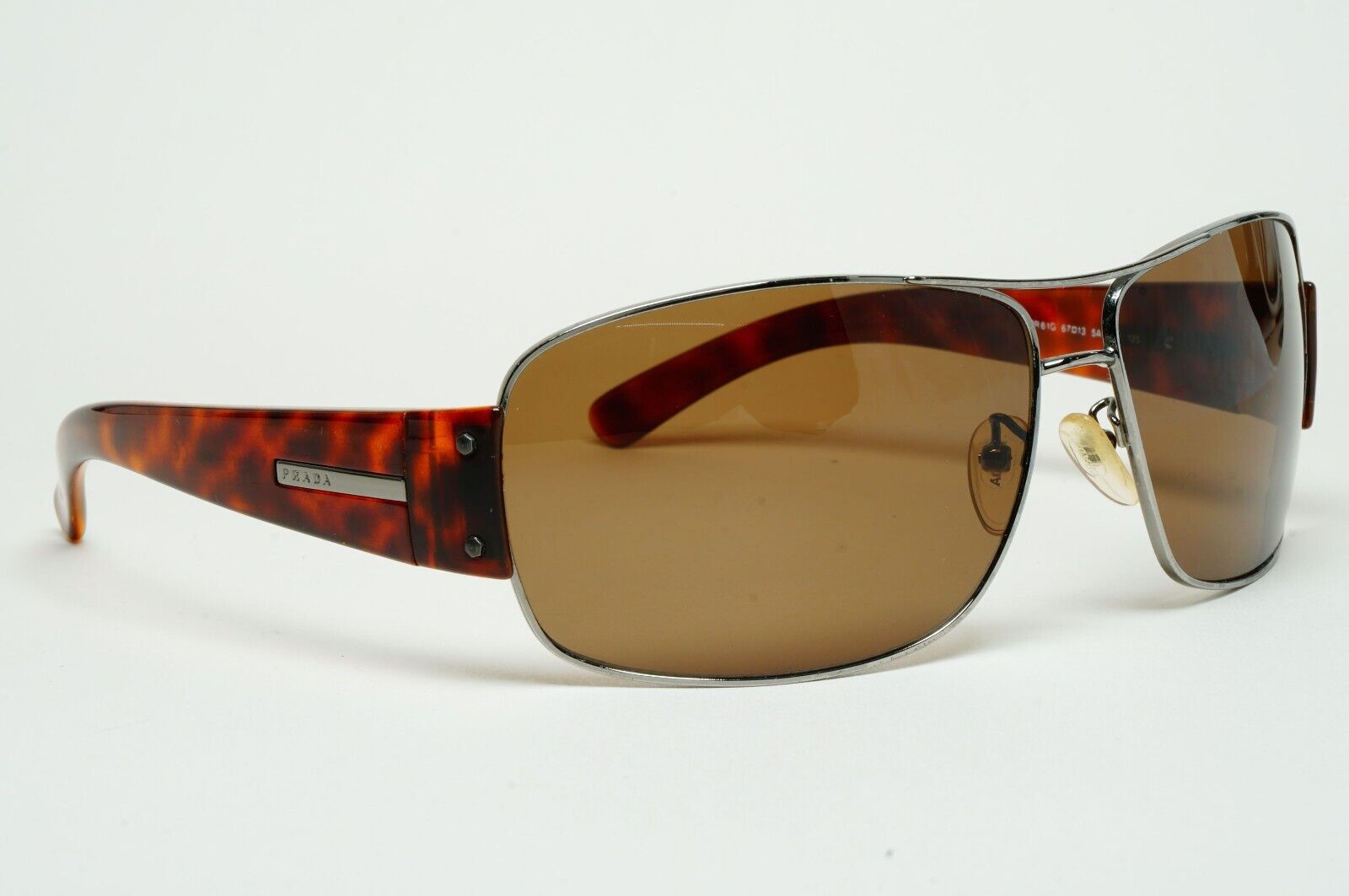 Prada Sunglasses 2005 Vintage Brown Pilot Wrap PR61GS SPR 61G 5AV-5G1 310125