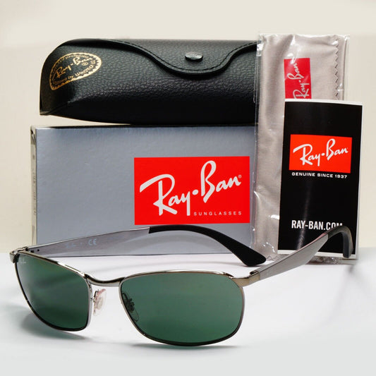 Ray-Ban Sunglasses Gunmetal Green Brushed Aluminium Metal RB 3534 004 59mm