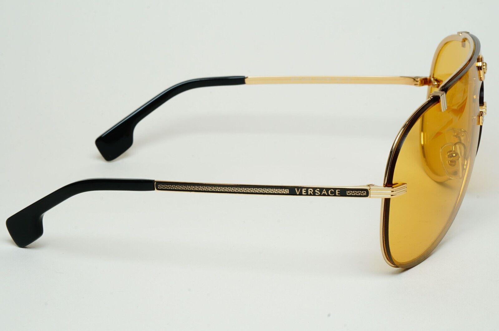 Versace Sunglasses Gold Yellow Pilot Shield Medusa Visor MOD VE 2243 1002/85