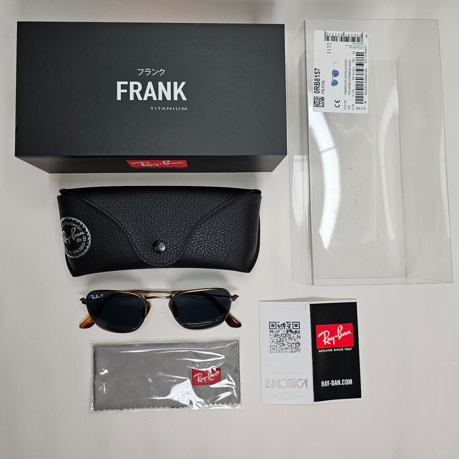 Ray-Ban Sunglasses Frank Titanium Polarised Bronze Blue RB 8157 9207/T0 48mm