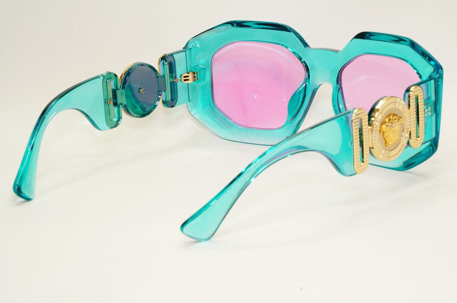 Versace Sunglasses Turquoise Transparent Gold Medusa Fuchsia MOD VE 4424U 5361/5