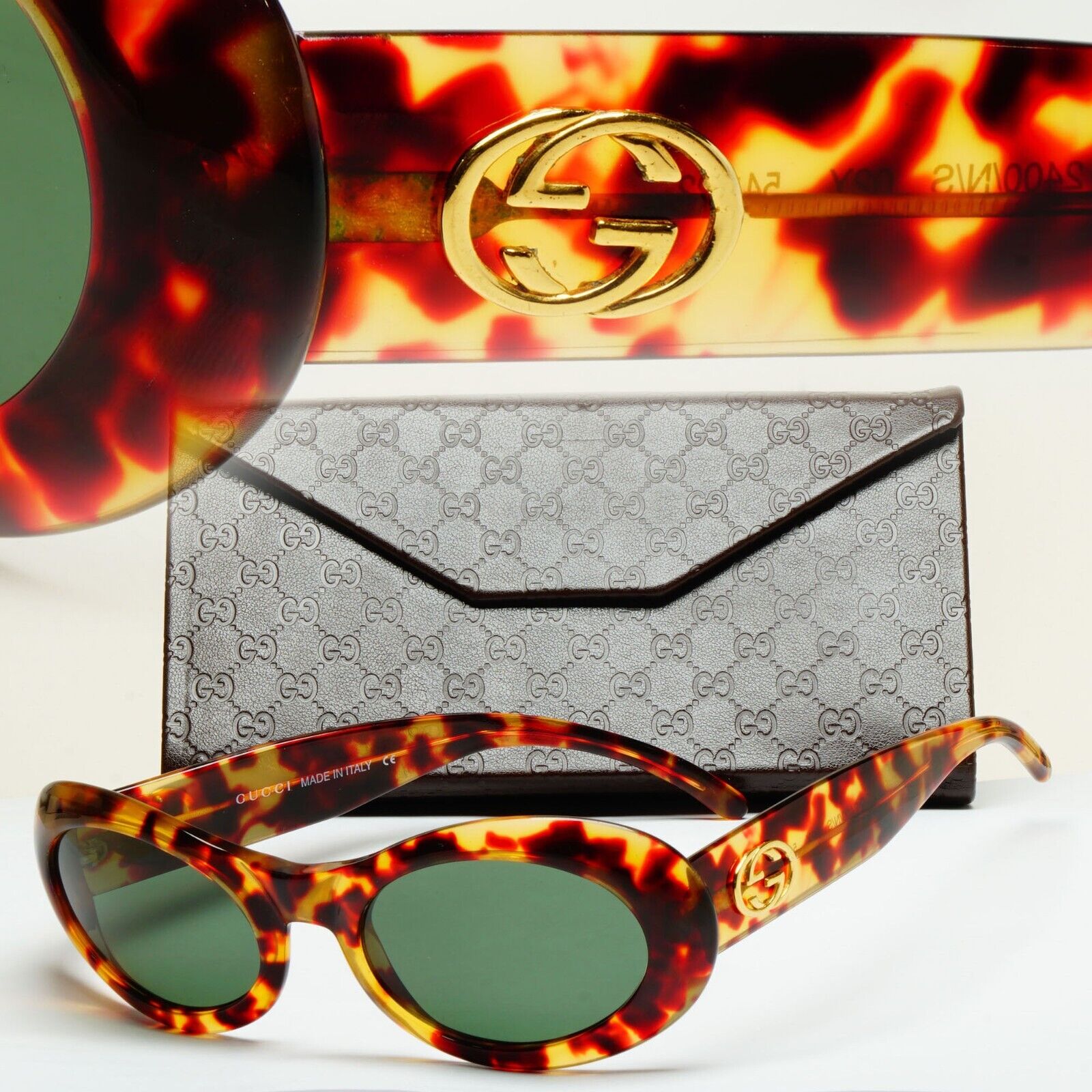 Gucci Sunglasses 1996 Vintage Brown Tortoise Oval GG 2400/N/S 54mm 02Y 280125