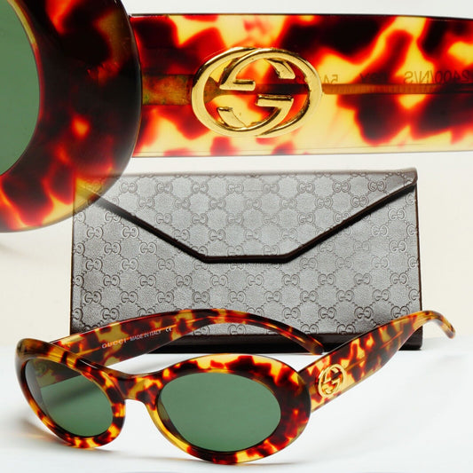 Gucci Sunglasses 1996 Vintage Brown Tortoise Oval GG 2400/N/S 54mm 02Y 280125