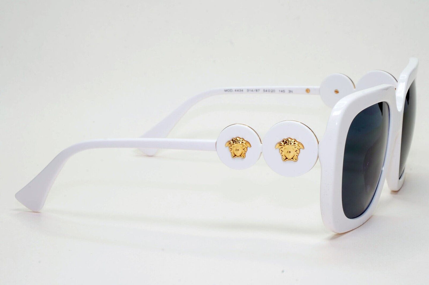Versace Sunglasses White Gold Medusa Square Black Grey MOD VE 4434 314/87 54mm