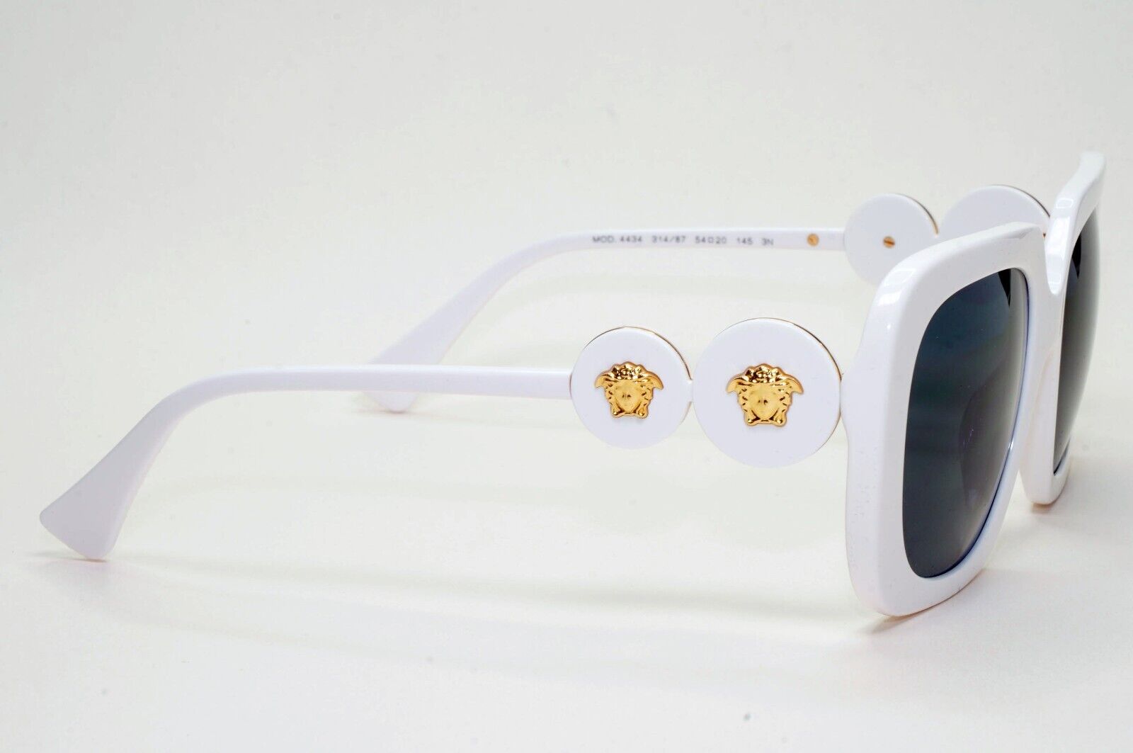 Versace Sunglasses White Gold Medusa Square Black Grey MOD VE 4434 314/87 54mm