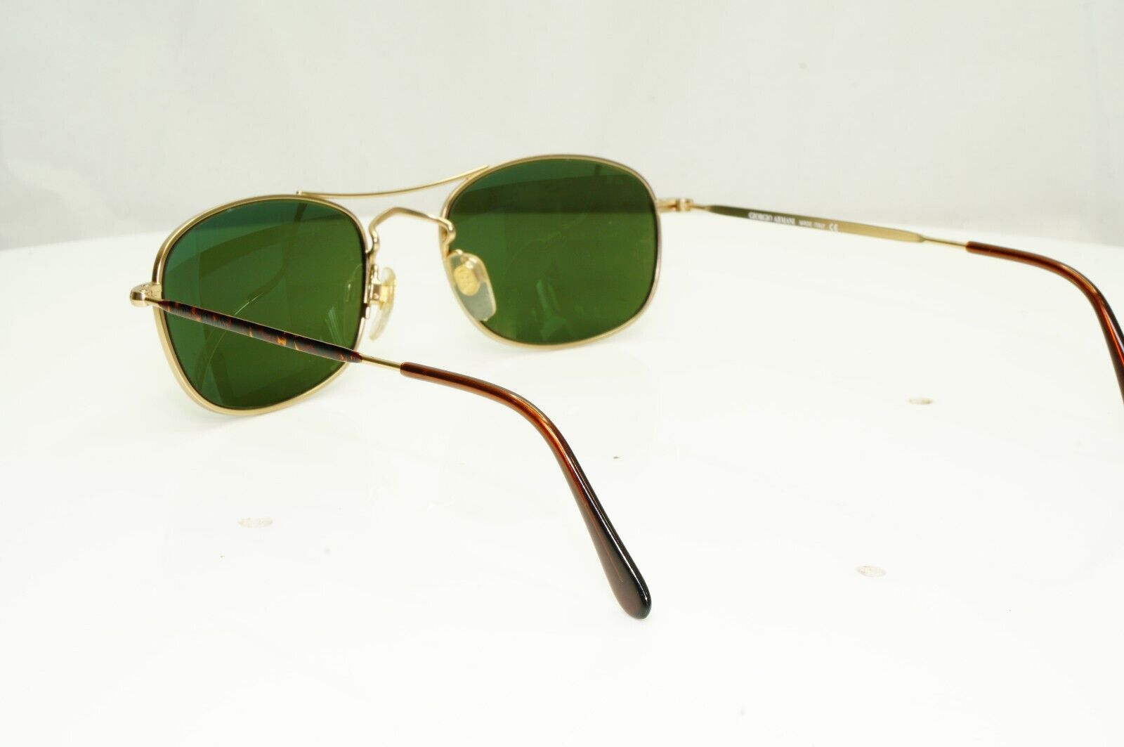 Giorgio Armani 1997 Vintage Sunglasses Gold Green Tortoise Brown Pilot 635 833