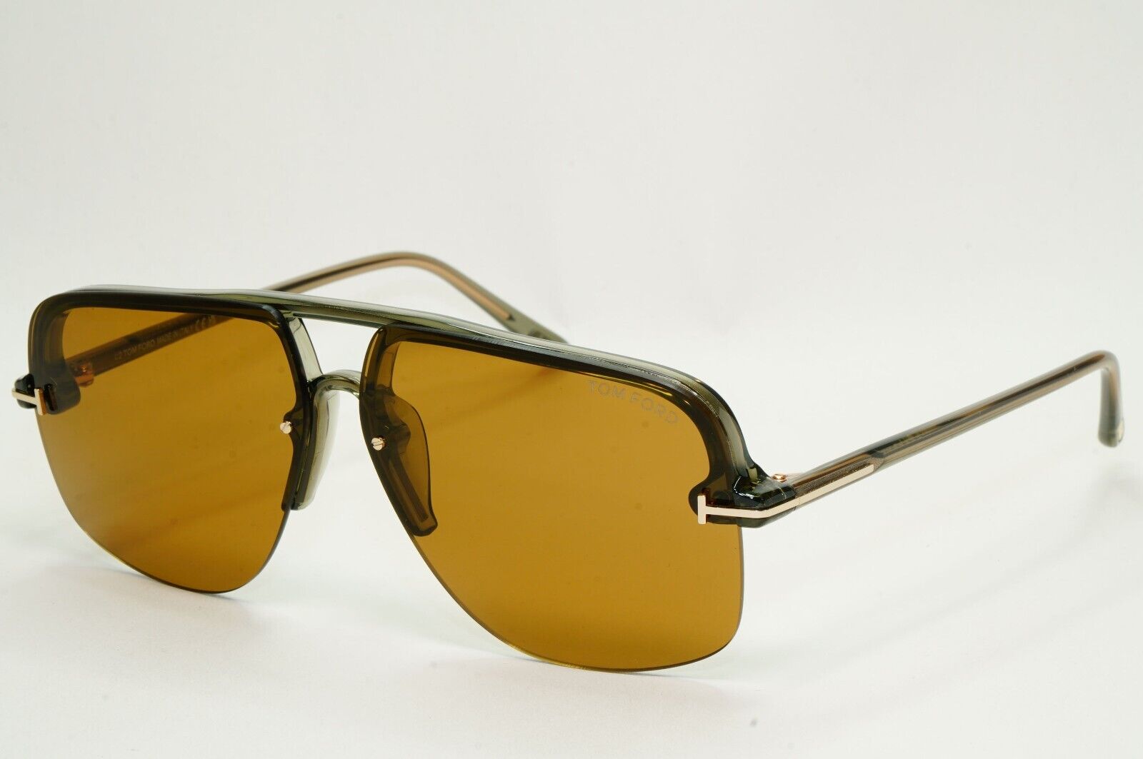 Tom Ford Sunglasses Hugo-02 Brown Semi Rimless Navigator FT1003 TF 1003 93E