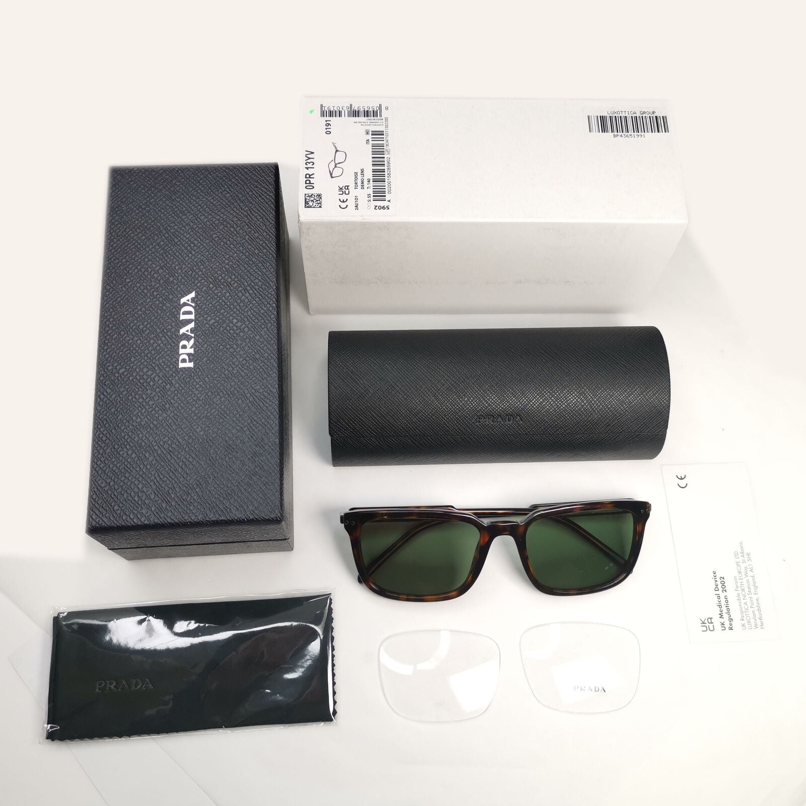 Prada Sunglasses Brown Green Square Tortoiseshell VPR 13Y PR13YV 2AU-1O1 55mm