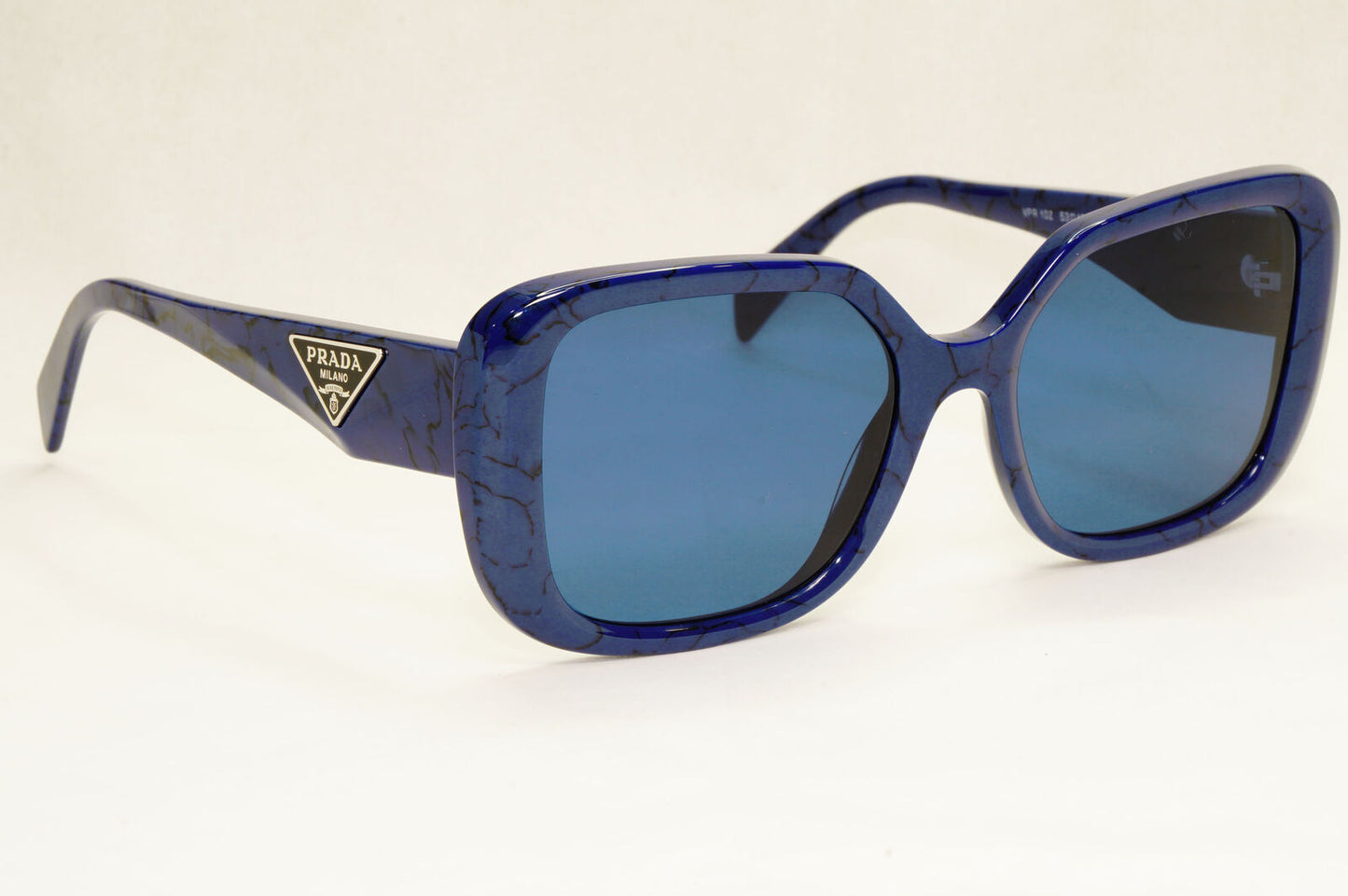 Prada Sunglasses Blue Triangle Symbole Marble Square PR10ZV VPR 10Z 18D-1O1 53mm