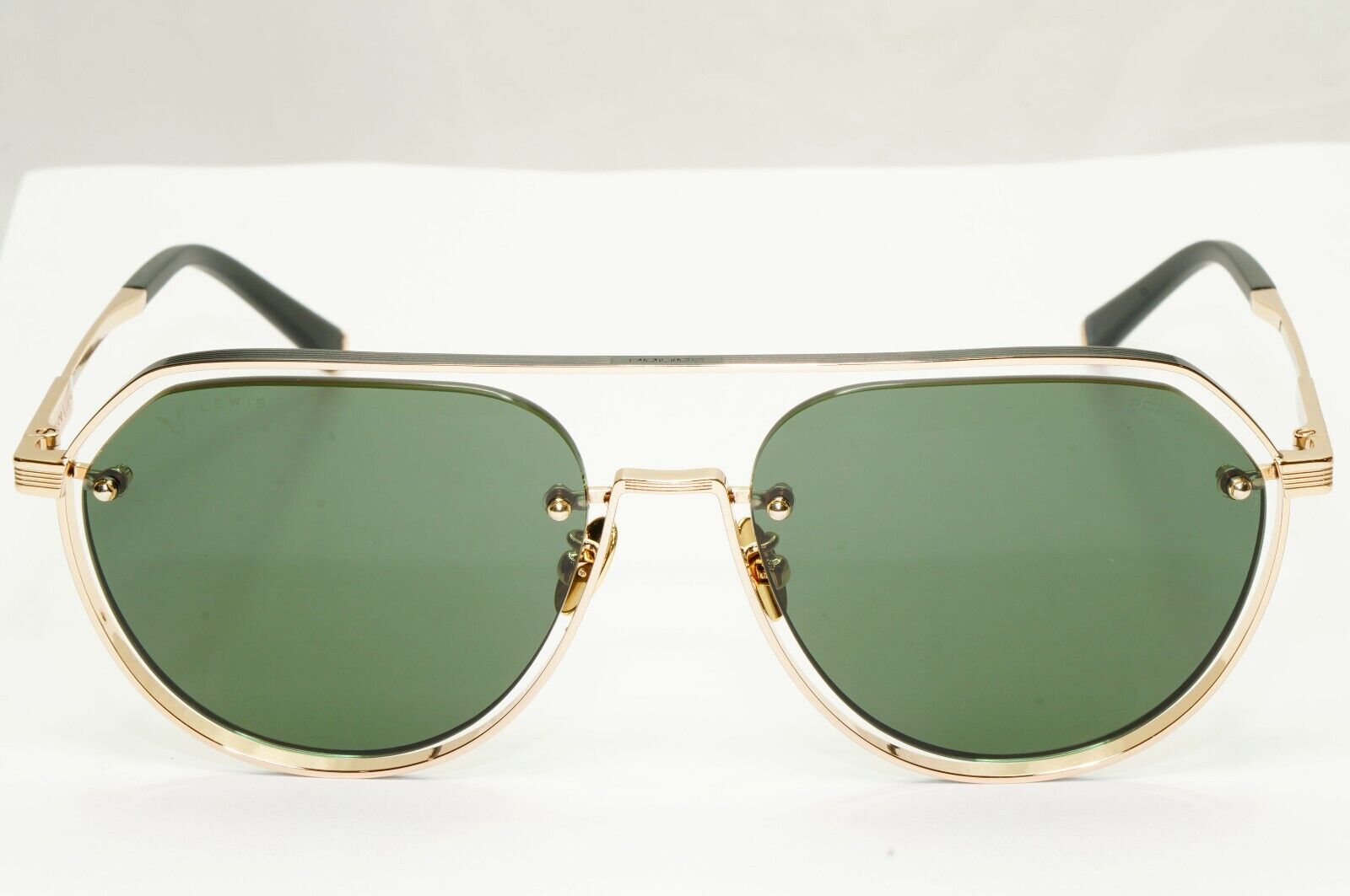Police Lewis Hamilton F1 Sunglasses Gold Green Metal Pilot SPL E17 COL 0302