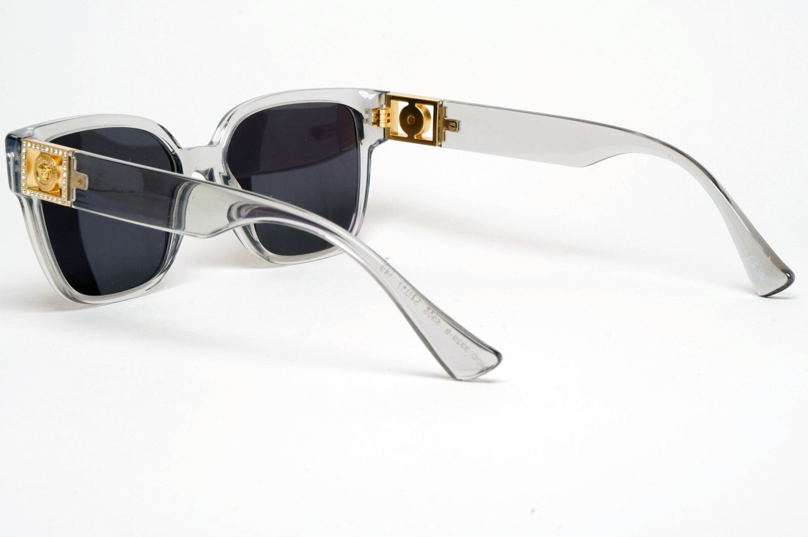 Versace Sunglasses Grey Gold Medusa Diamante Square MOD VE 3329-B 5305 54mm