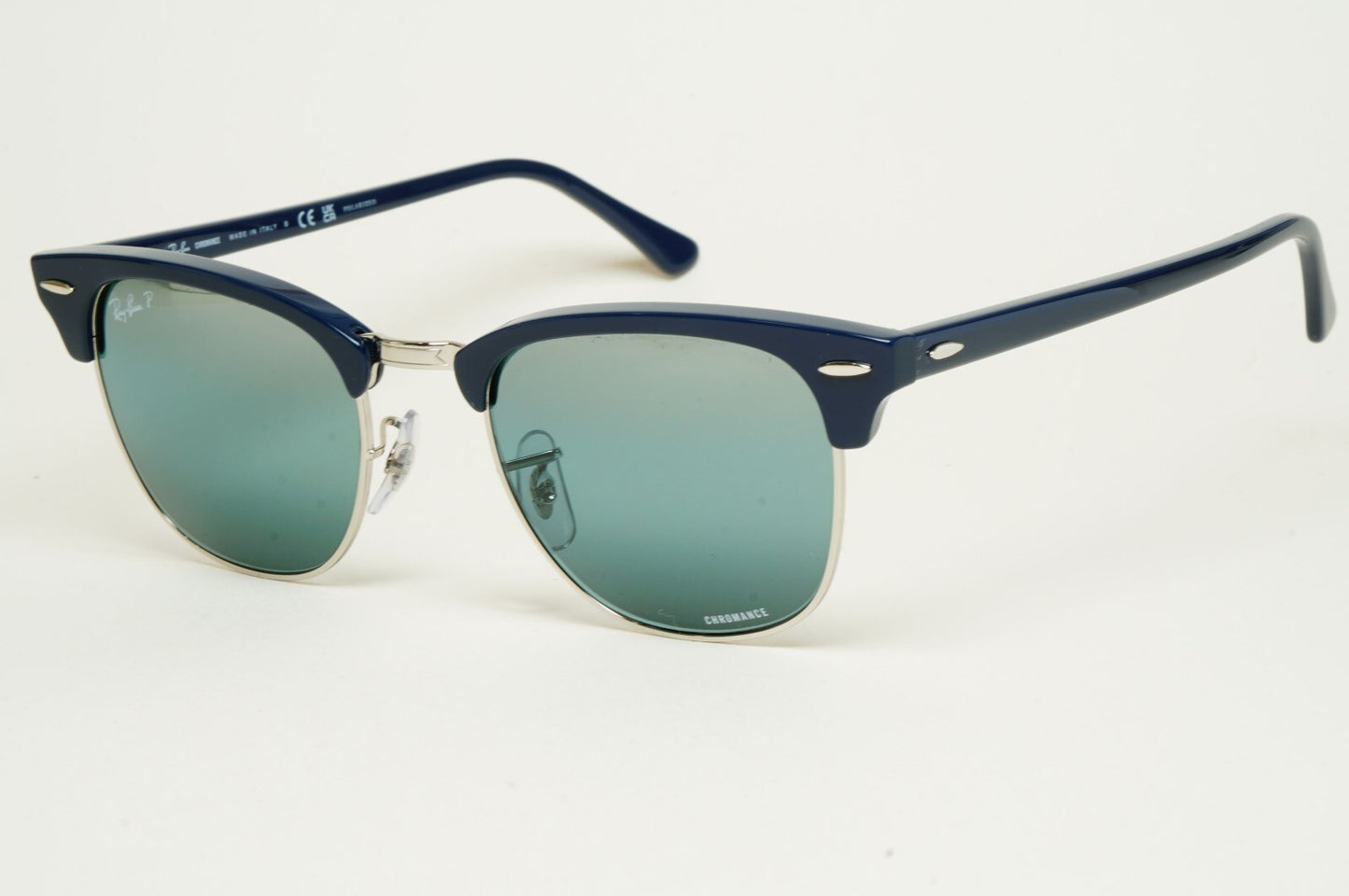 Ray-Ban Sunglasses Clubmaster Polarised Blue Chromance Mirror RB 3016 1366/G6