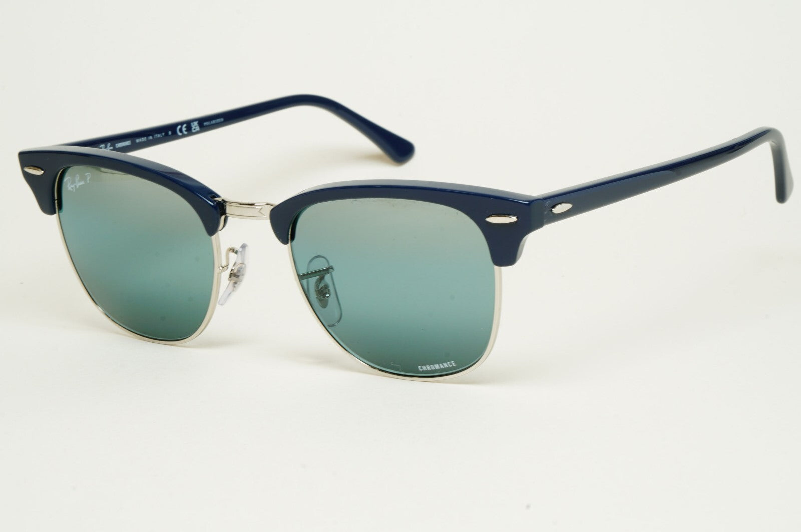 Ray-Ban Sunglasses Clubmaster Polarised Blue Chromance Mirror RB 3016 1366/G6