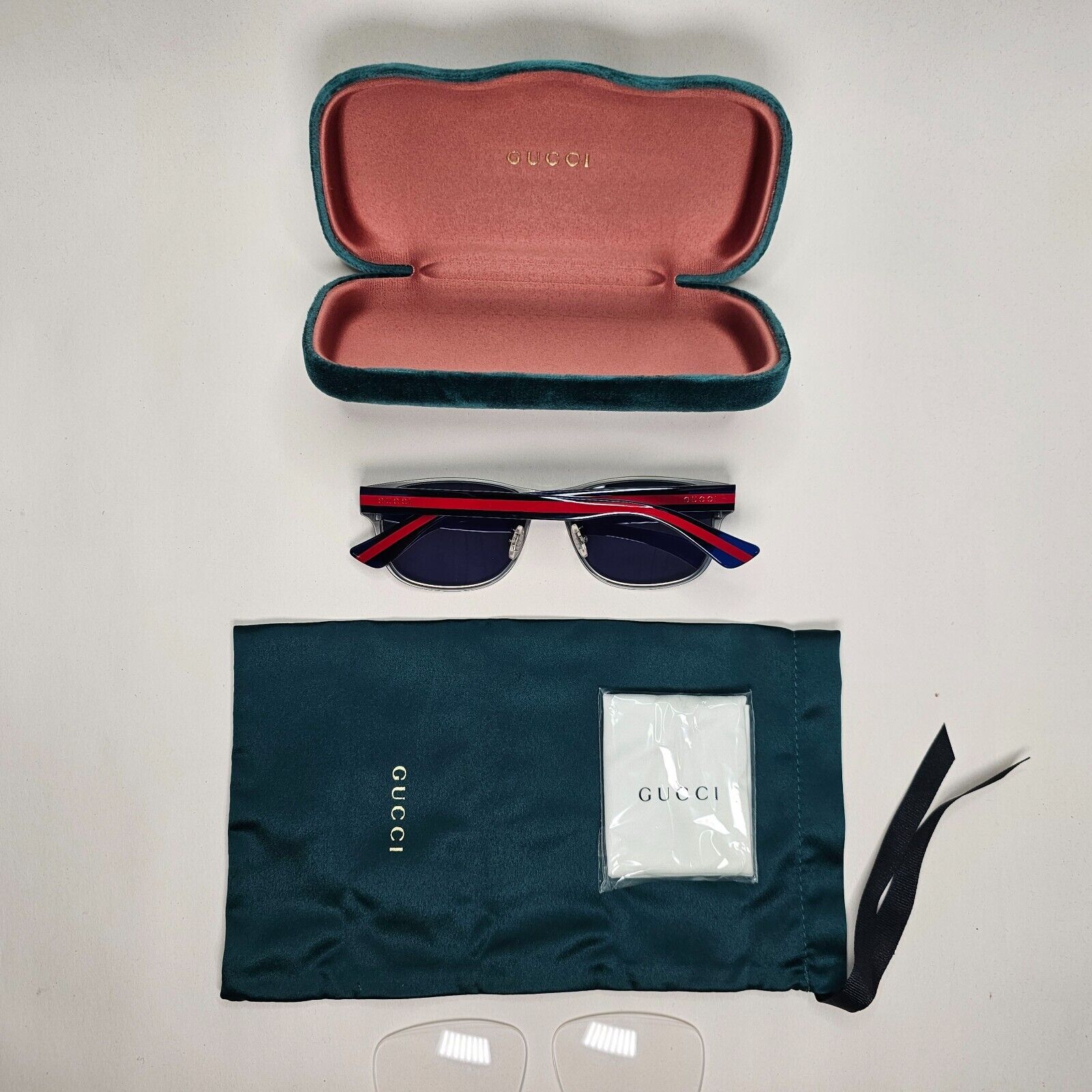 Gucci Sunglasses 2017 Blue Grey Gunmetal Square GG 0007O 003 55mm 131024