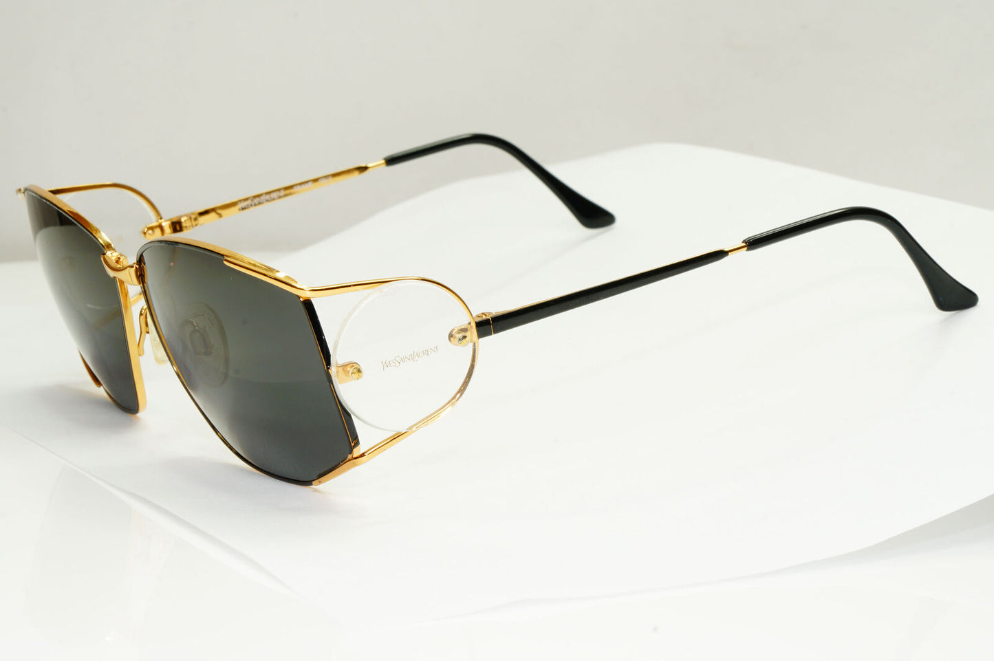 YSL 1988 Sunglasses Vintage Yves Saint Laurent Side Window Black Gold 4013 Y104
