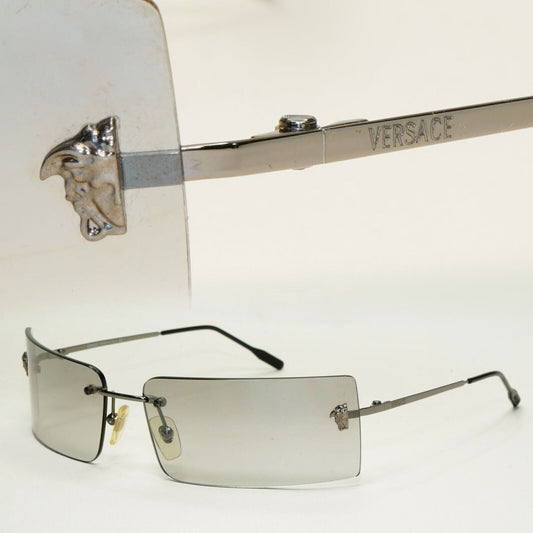 Versace Sunglasses 2002 Vintage Rimless Gunmetal Grey MOD N35 89M/264 270924