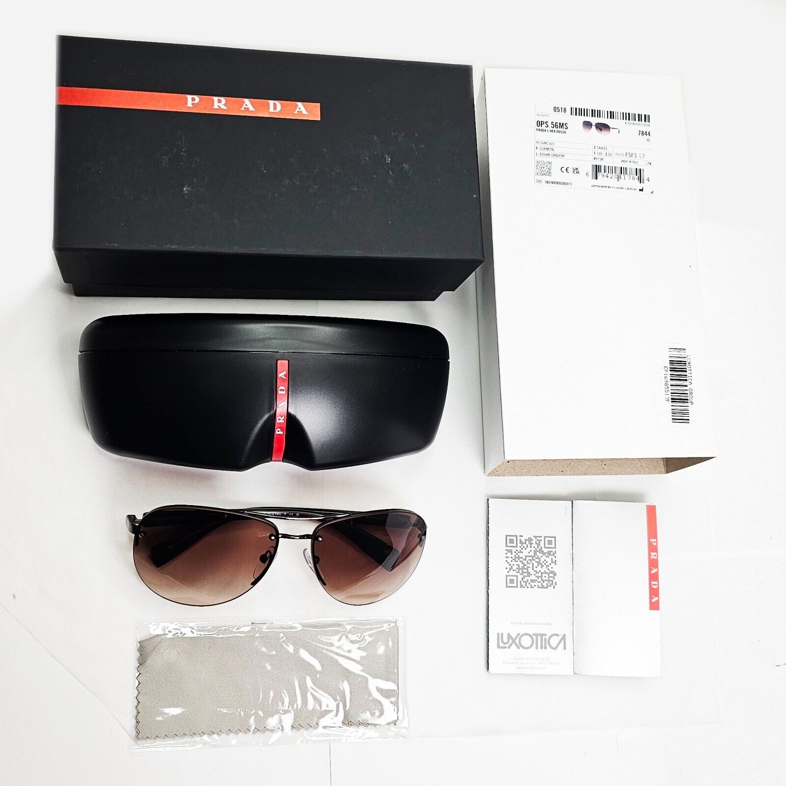 Prada Sunglasses Brown Gradient Pilot Rimless PS56MS SPS 56M 5AV-6S1 62mm