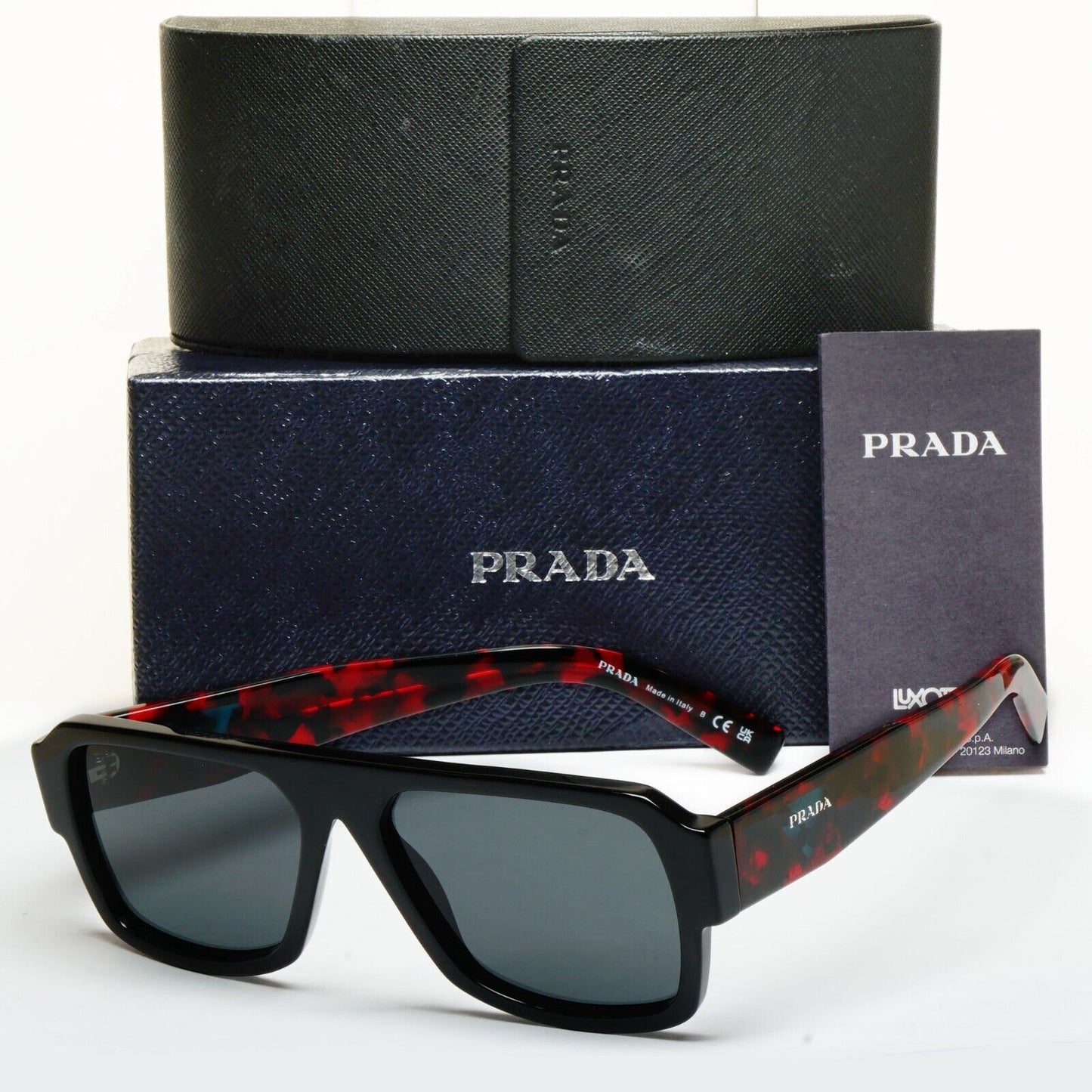 Prada Sunglasses Symbole Triangle Black Red Gred PR22YS SPR 22Y 1AB-5S0 060125