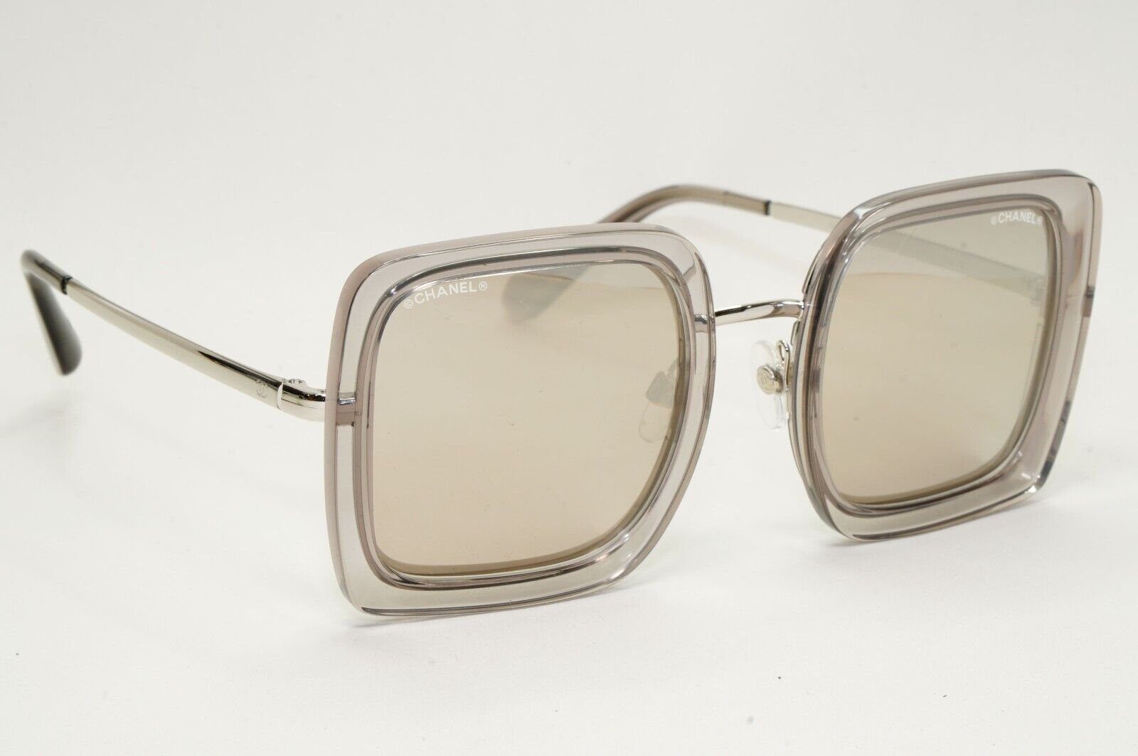 Chanel Sunglasses Square Silver Mirror Transparent Frame 4240 c.906/T7 50mm