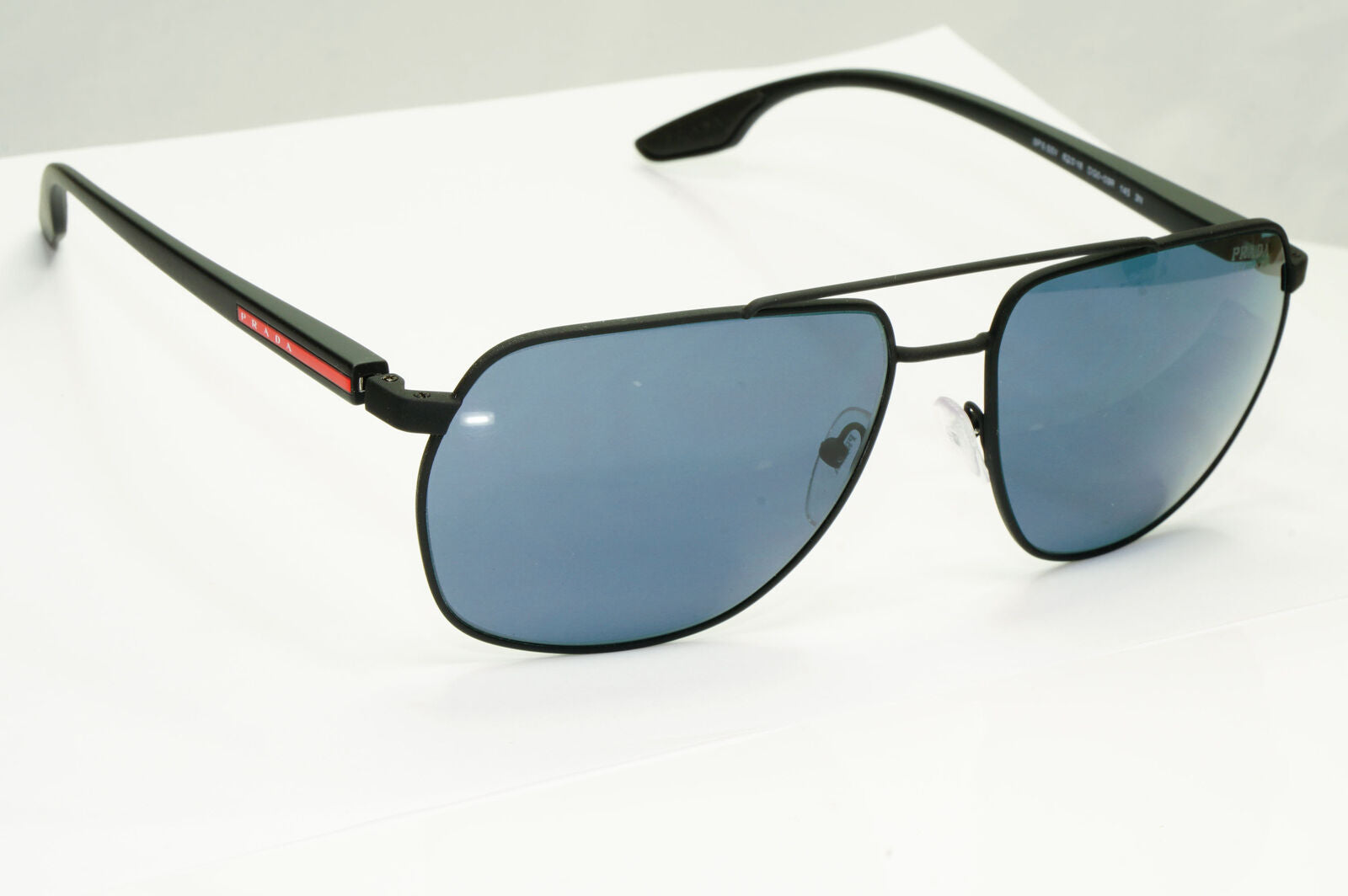 Prada Tuning Blue Sunglasses Black Red Stripe Pilot PS55VS SPS 55V DG0-09R