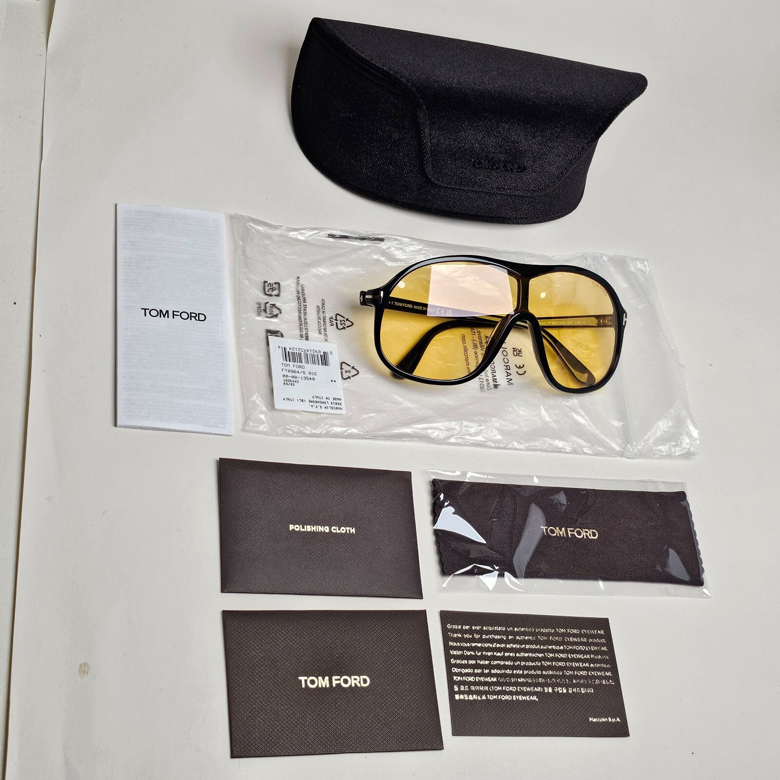 Tom Ford Sunglasses Drew Black Yellow Shield Visor Large FT0964 TF 964 01E [a]