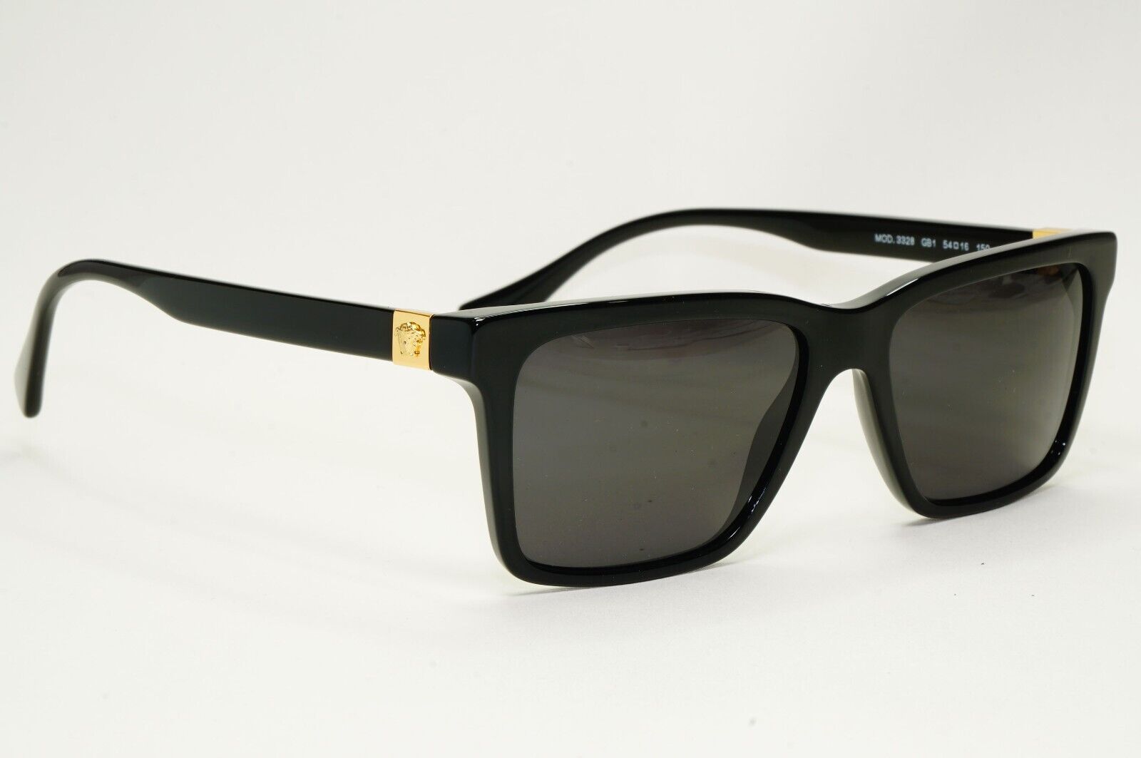 Versace Sunglasses Black Square Glossy Gold Medusa MOD VE 3328 GB1 54mm