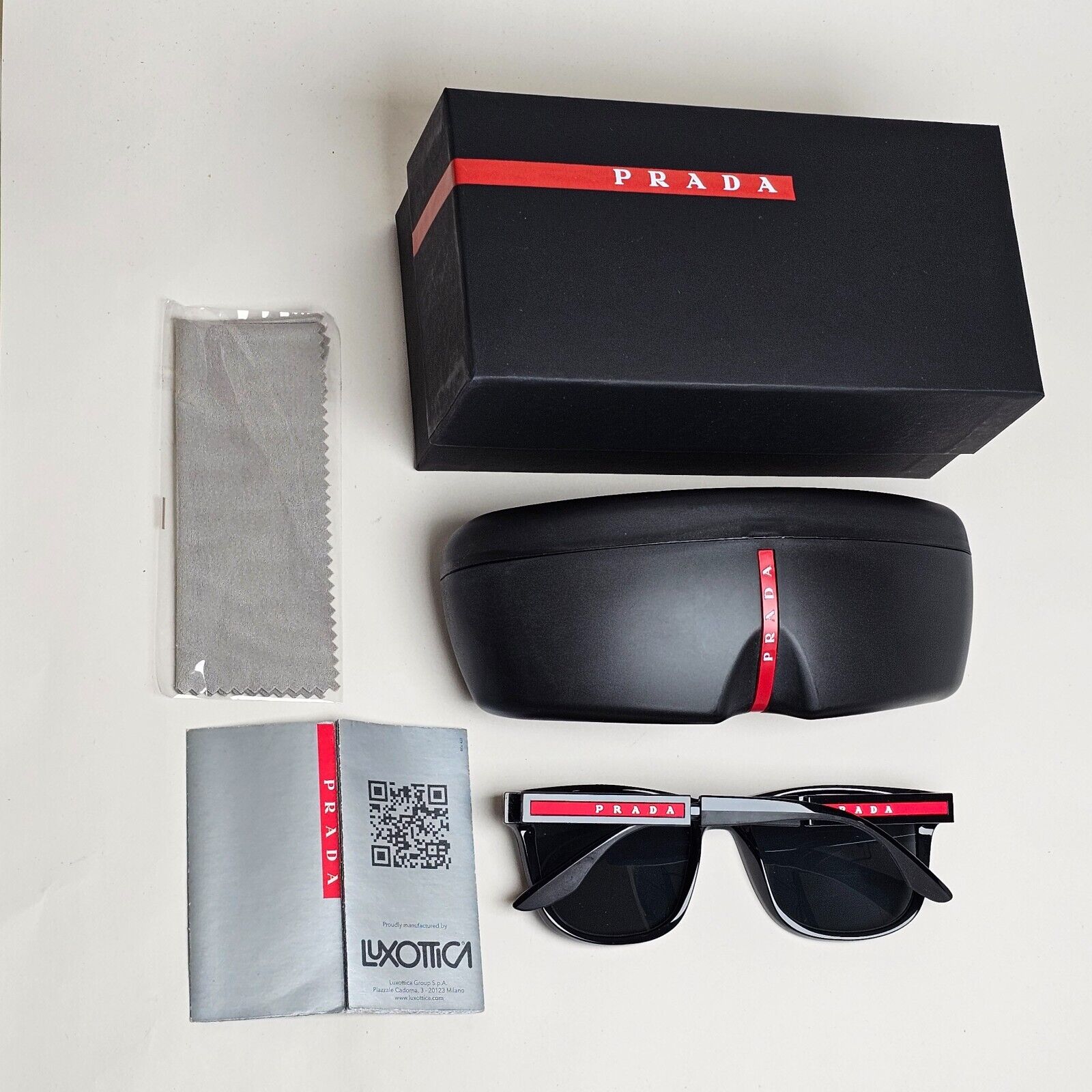 Prada Sunglasses Polarized Black Dark Grey Square PS04XS SPS 04X DG0-02G