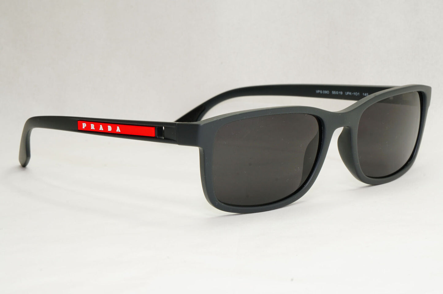 Prada Sunglasses Grey Rubber Matte Square Black PS09OV VPS 09O UFK-1O1 55mm