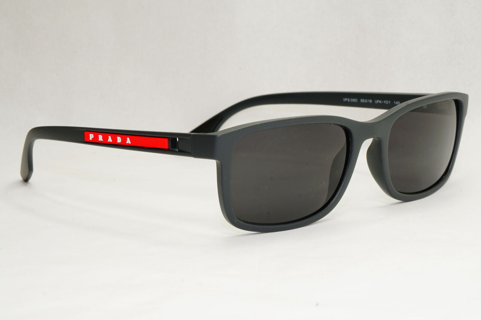 Prada Sunglasses Grey Rubber Matte Square Black PS09OV VPS 09O UFK-1O1 55mm