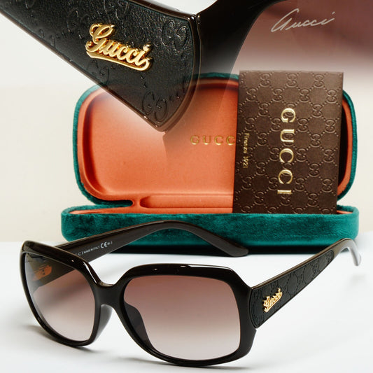 Gucci Sunglasses 2009 Vintage Leather Brown Black Square GG 3622/F/S COKHA 61mm